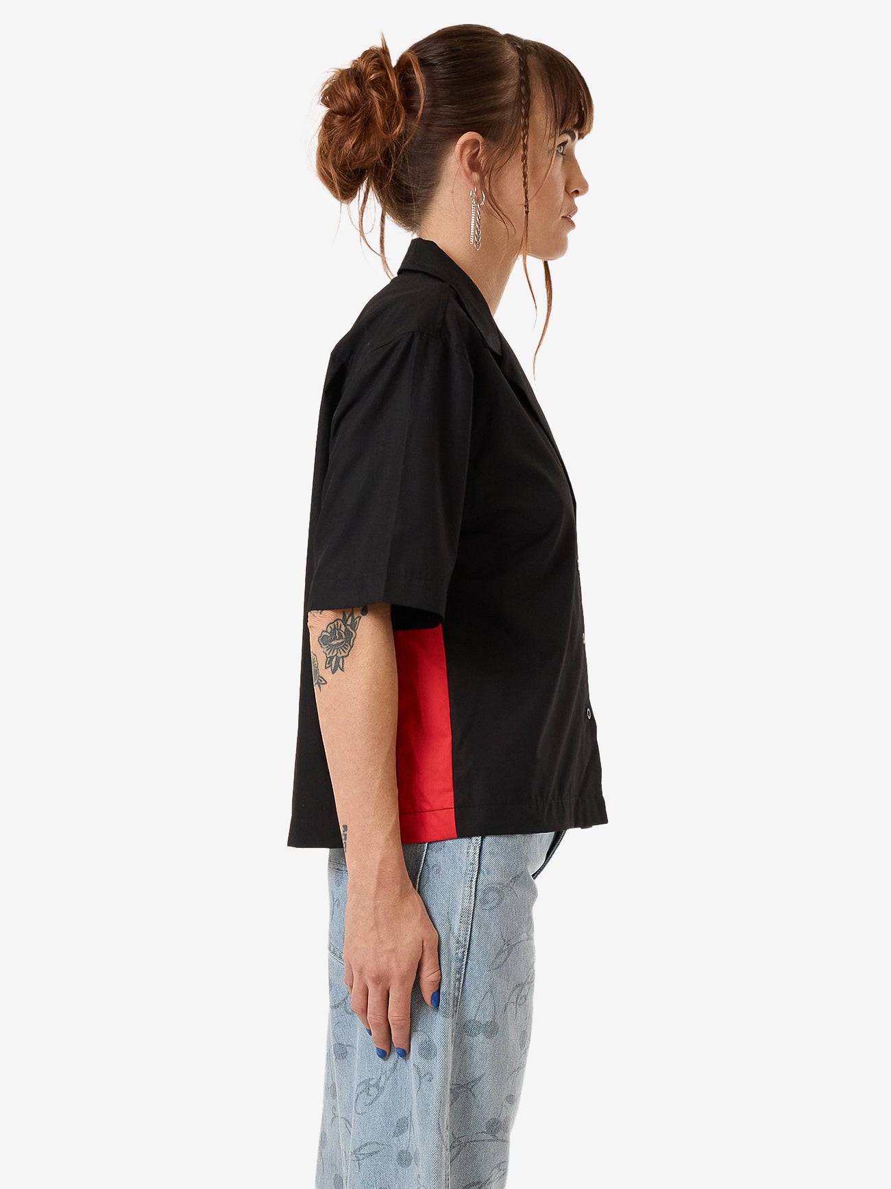 Reckless Bowling Shirt - Black Red Contrast 4