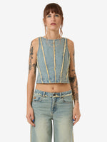 Revenge Denim Top - Toxic Blue 4