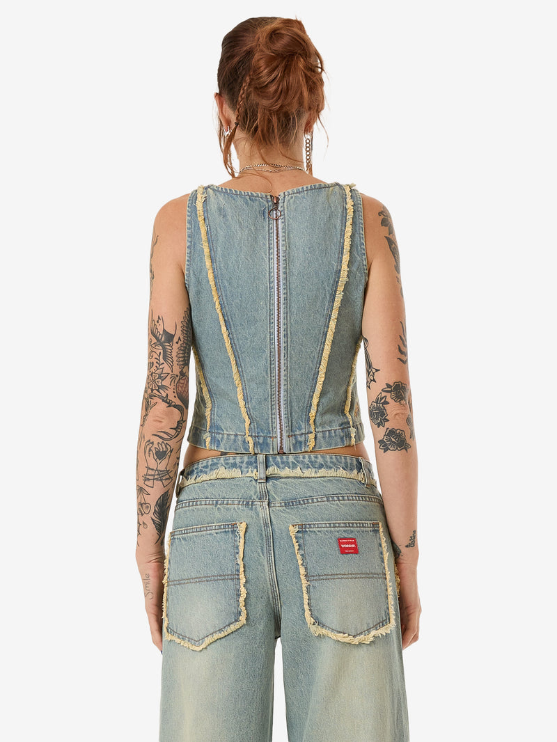 Revenge Denim Top - Toxic Blue 4