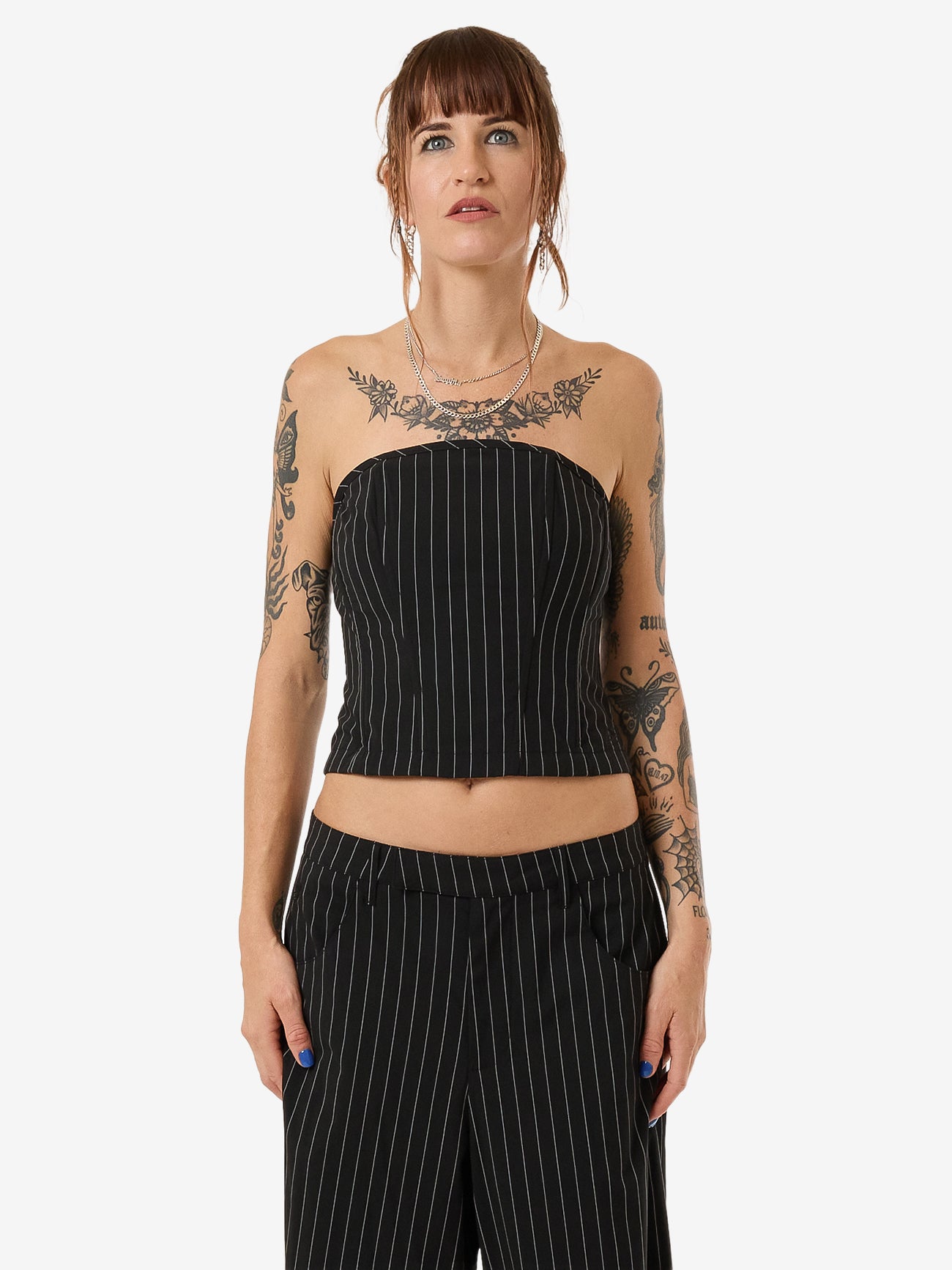 Bewitch Baby Tube Top - Black Pinstripe 4