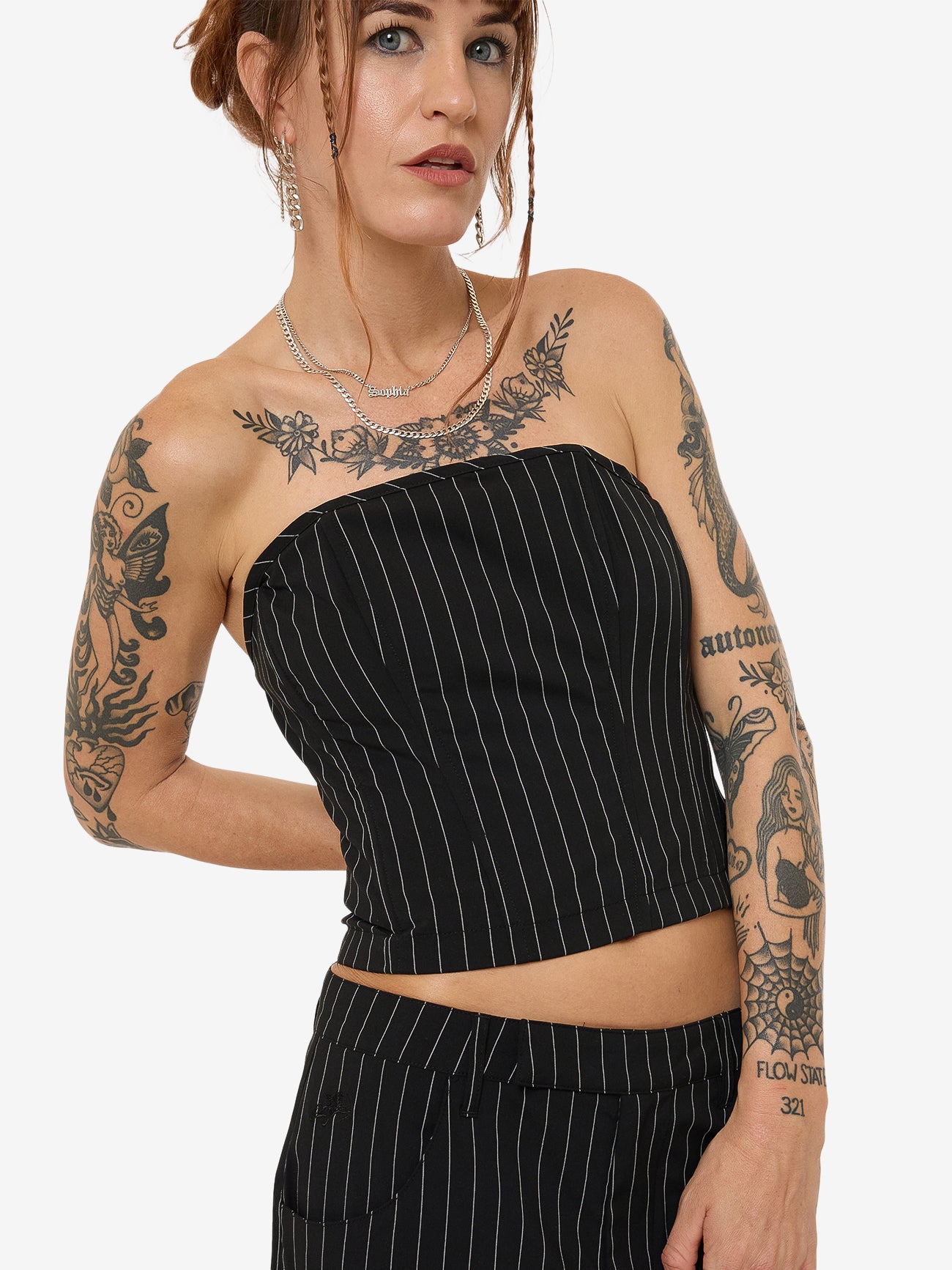 Bewitch Baby Tube Top - Black Pinstripe 4