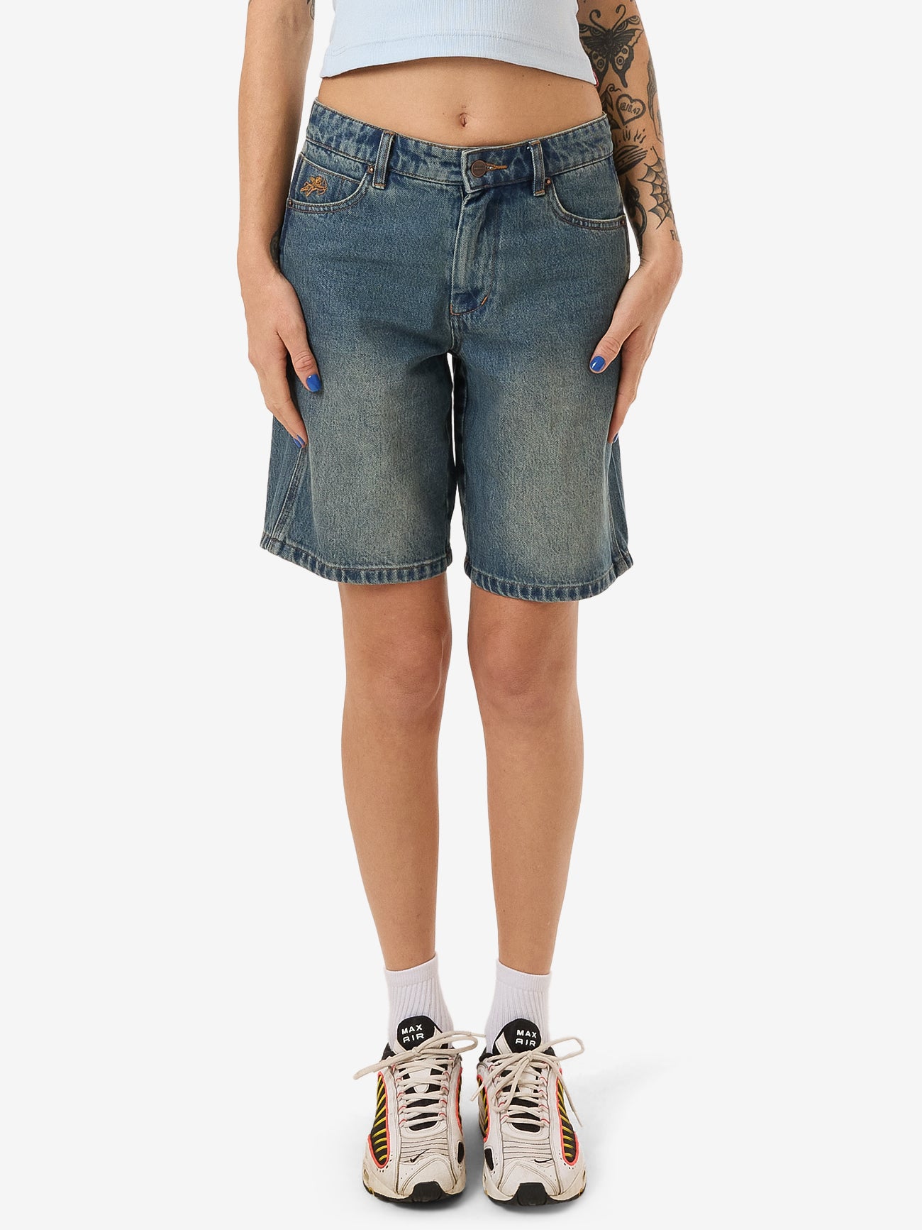 Try Again Sloucher Short - Dirty Mid Blue 4