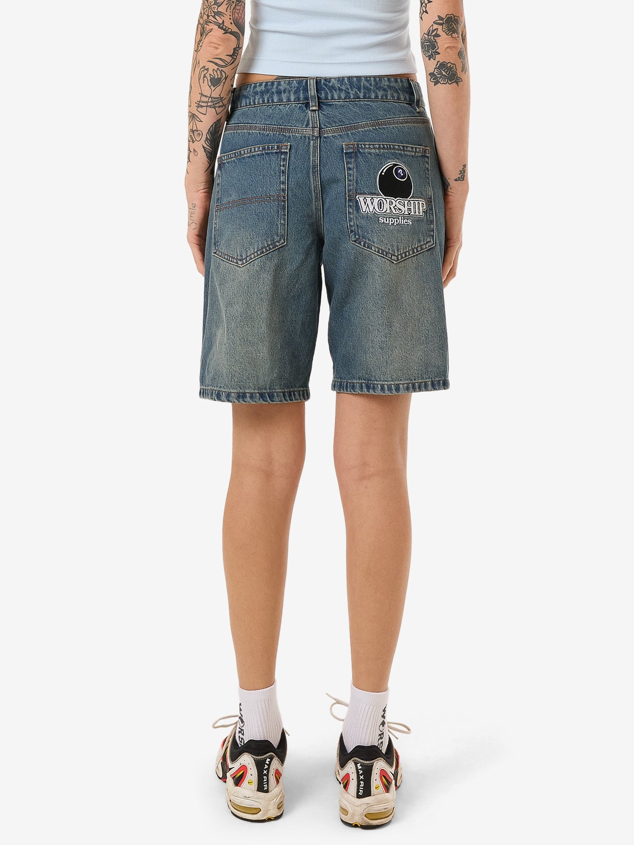 Try Again Sloucher Short - Dirty Mid Blue 4