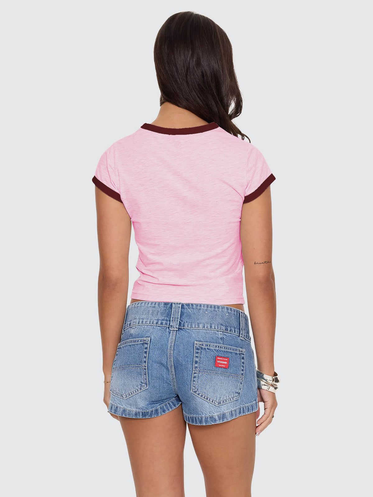 Shadow Cherub Ringer Tee - Pink 4
