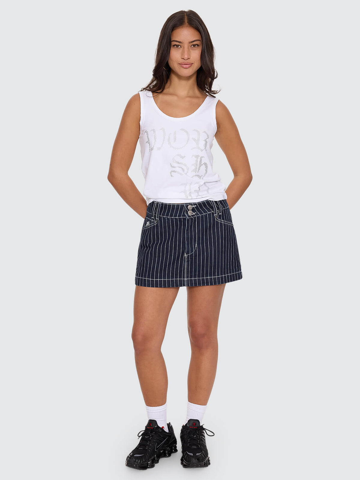 Pinned Micro Skort - Pinstripe Raw Indy 4
