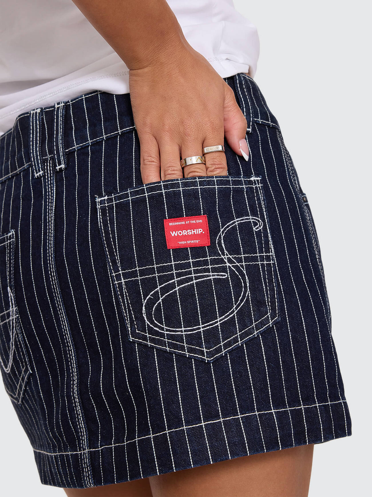 Pinned Micro Skort - Pinstripe Raw Indy 4