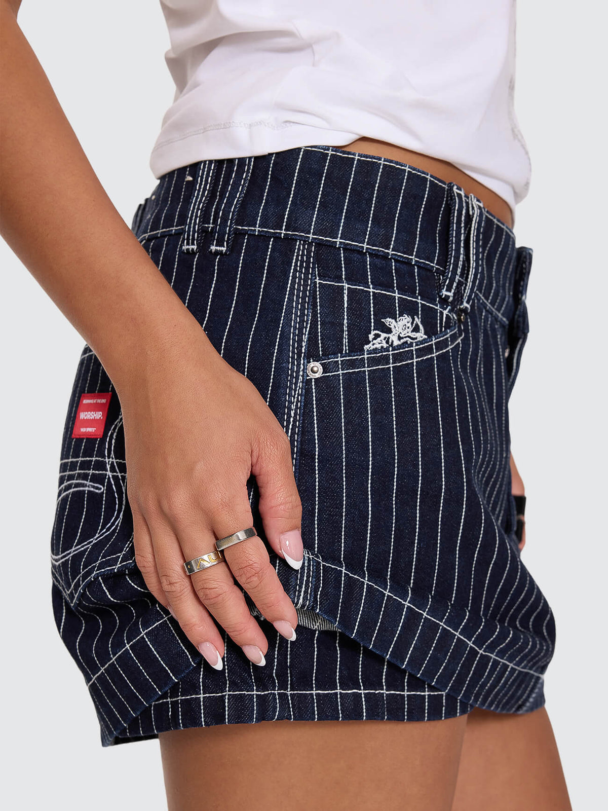 Pinned Micro Skort - Pinstripe Raw Indy 4