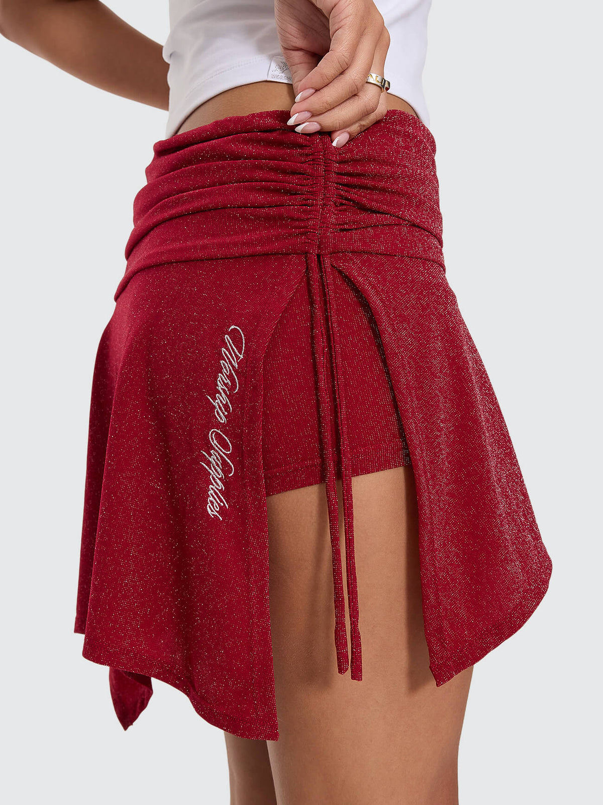 Glitz Ruched Waterfall Mini Skort - Oxide Kiss 4