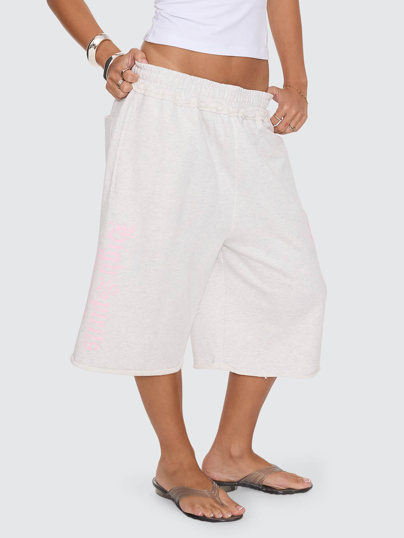 High Spirits Baggy Jogger Short - Snow Marle 4