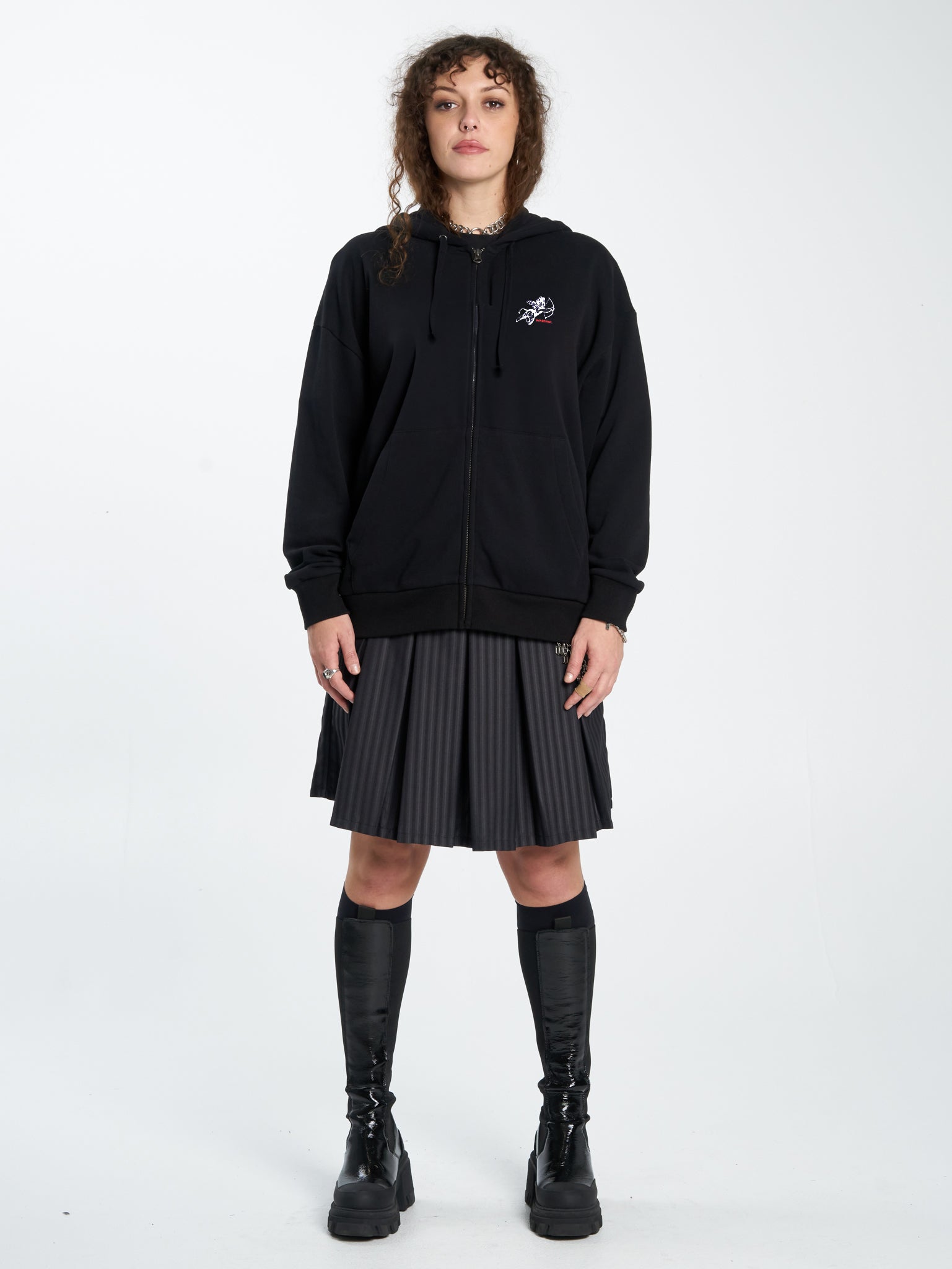 Cherub Zip Front Hood - Black
