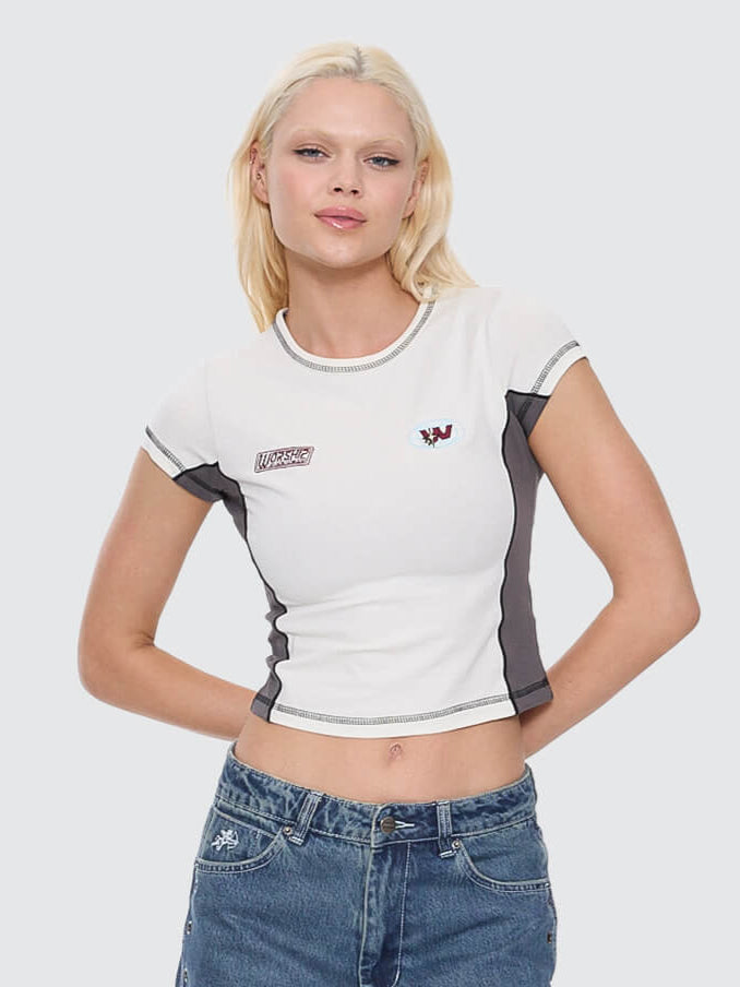 Anytime Panelled Cap Sleeve Tee - Zine
