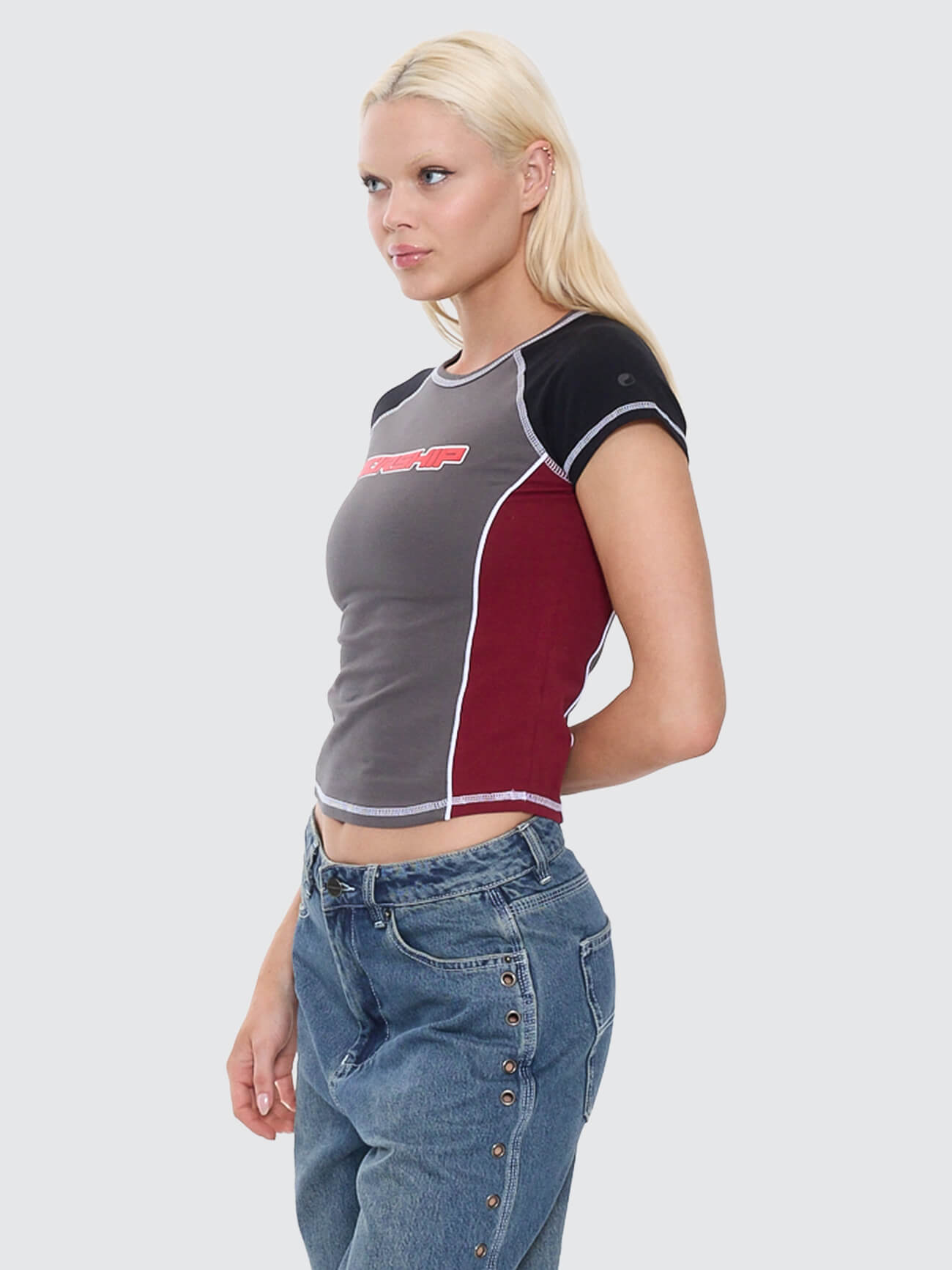 Punter Panelled Raglan Tee - Worn Black