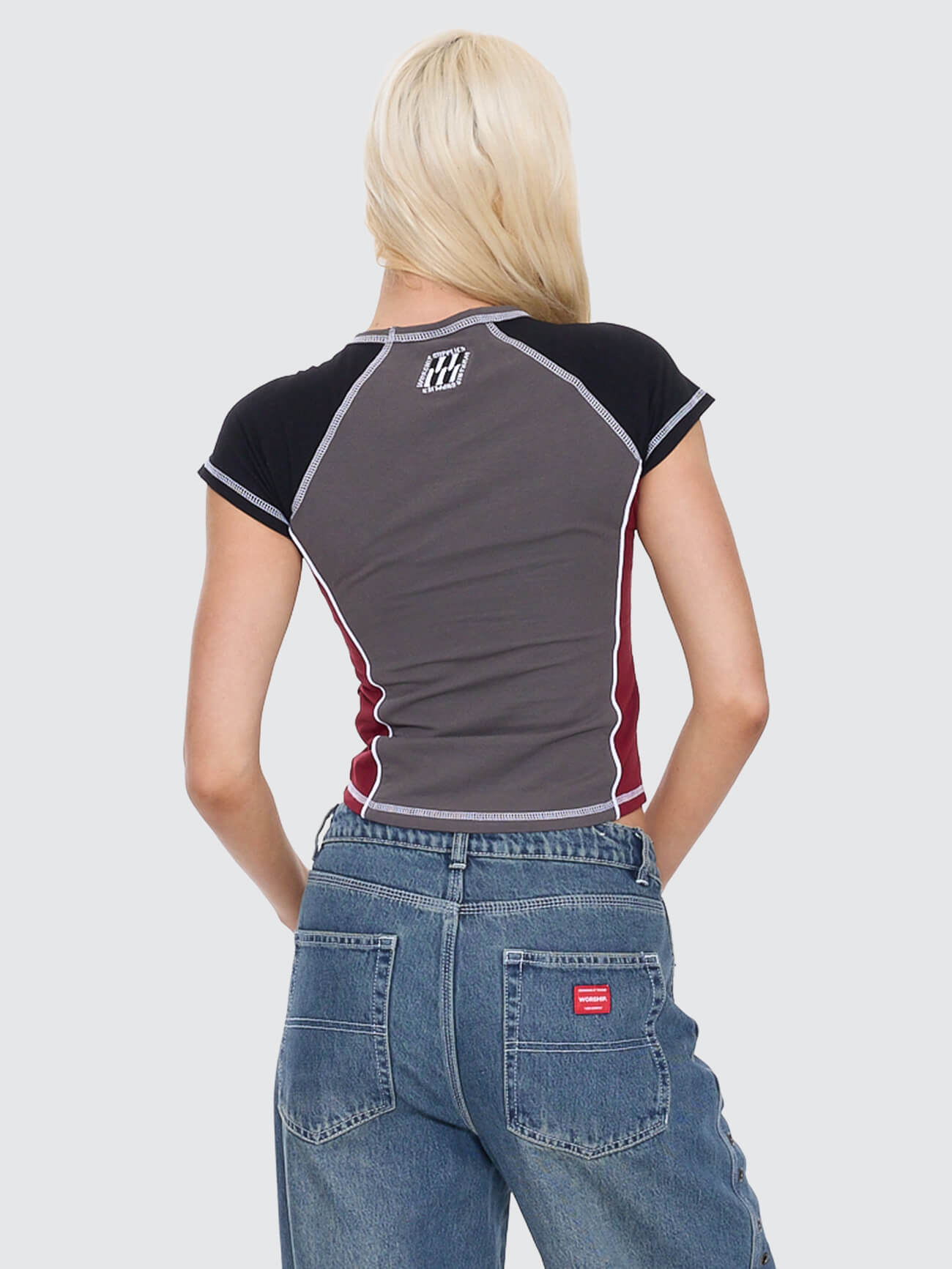 Punter Panelled Raglan Tee - Worn Black