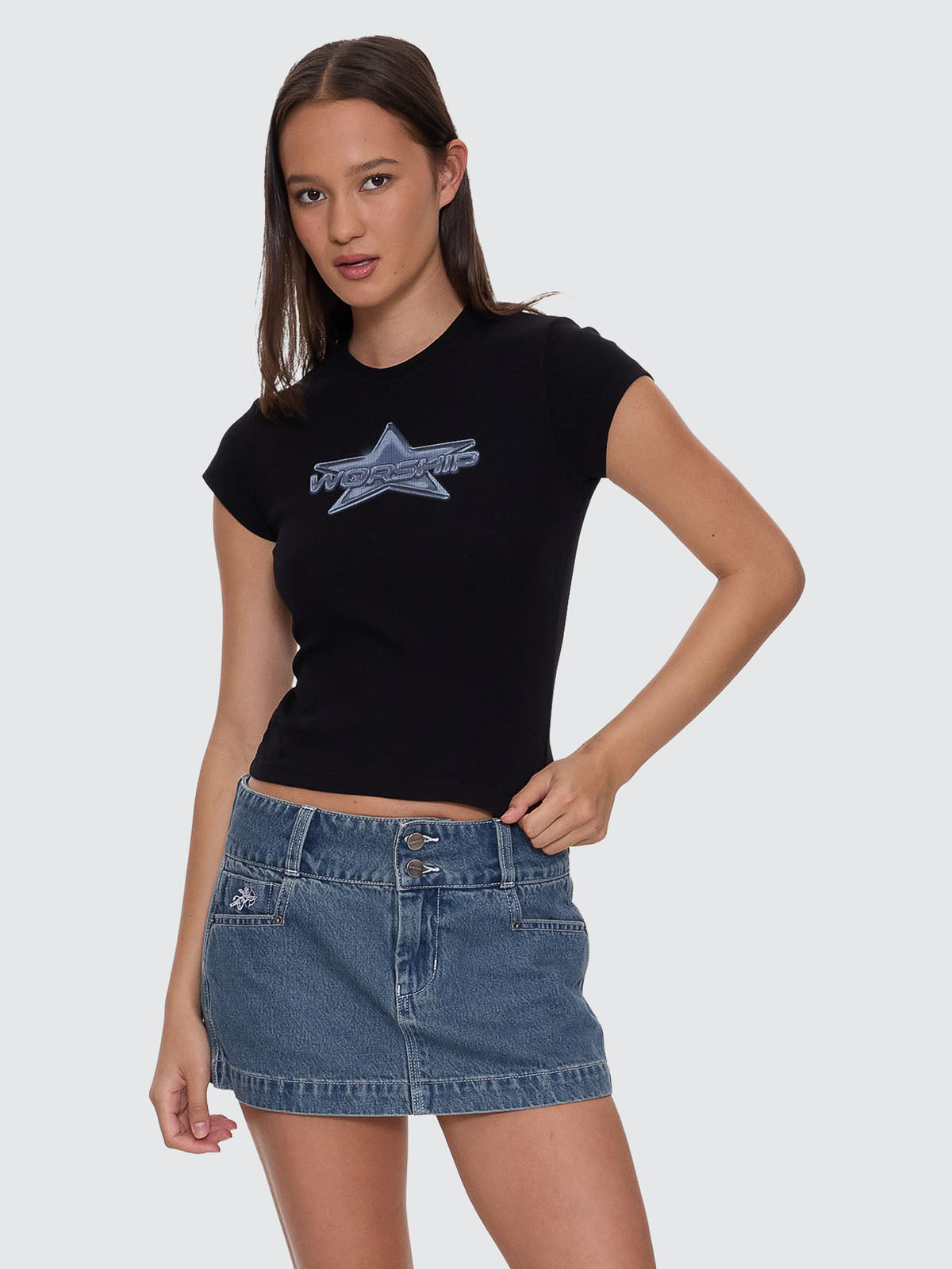 Shooting Cap Sleeve Tee - Black