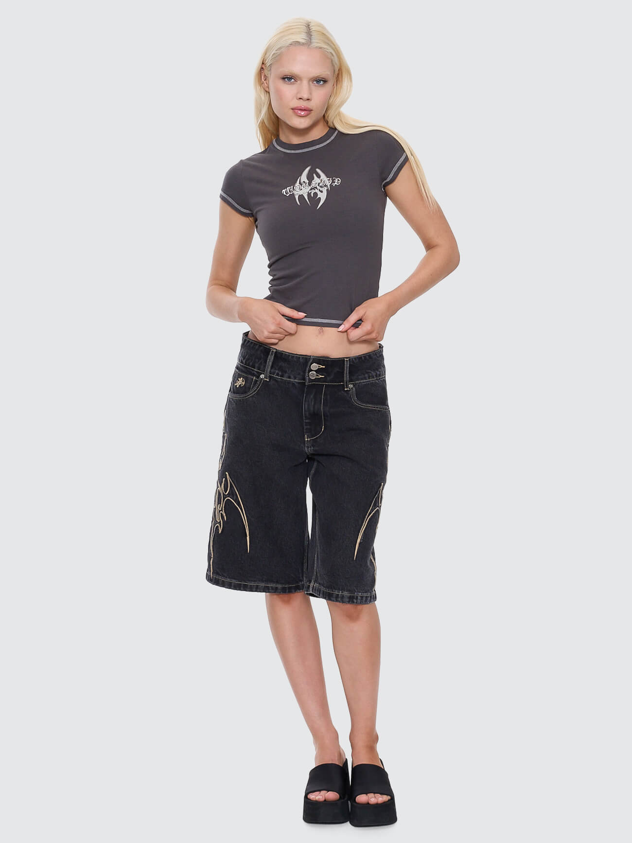 Ghosted Cap Sleeve Tee - Worn Black