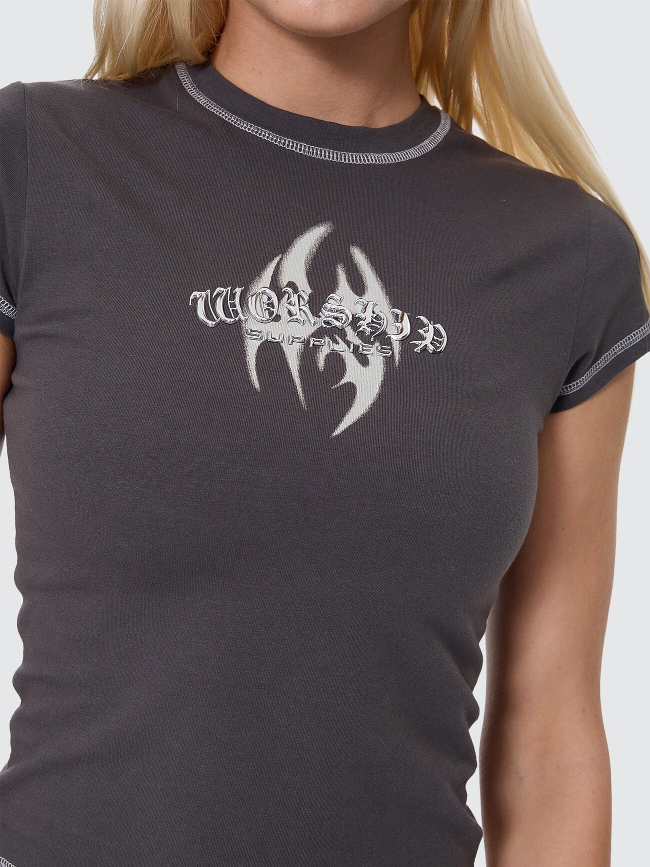 Ghosted Cap Sleeve Tee - Worn Black
