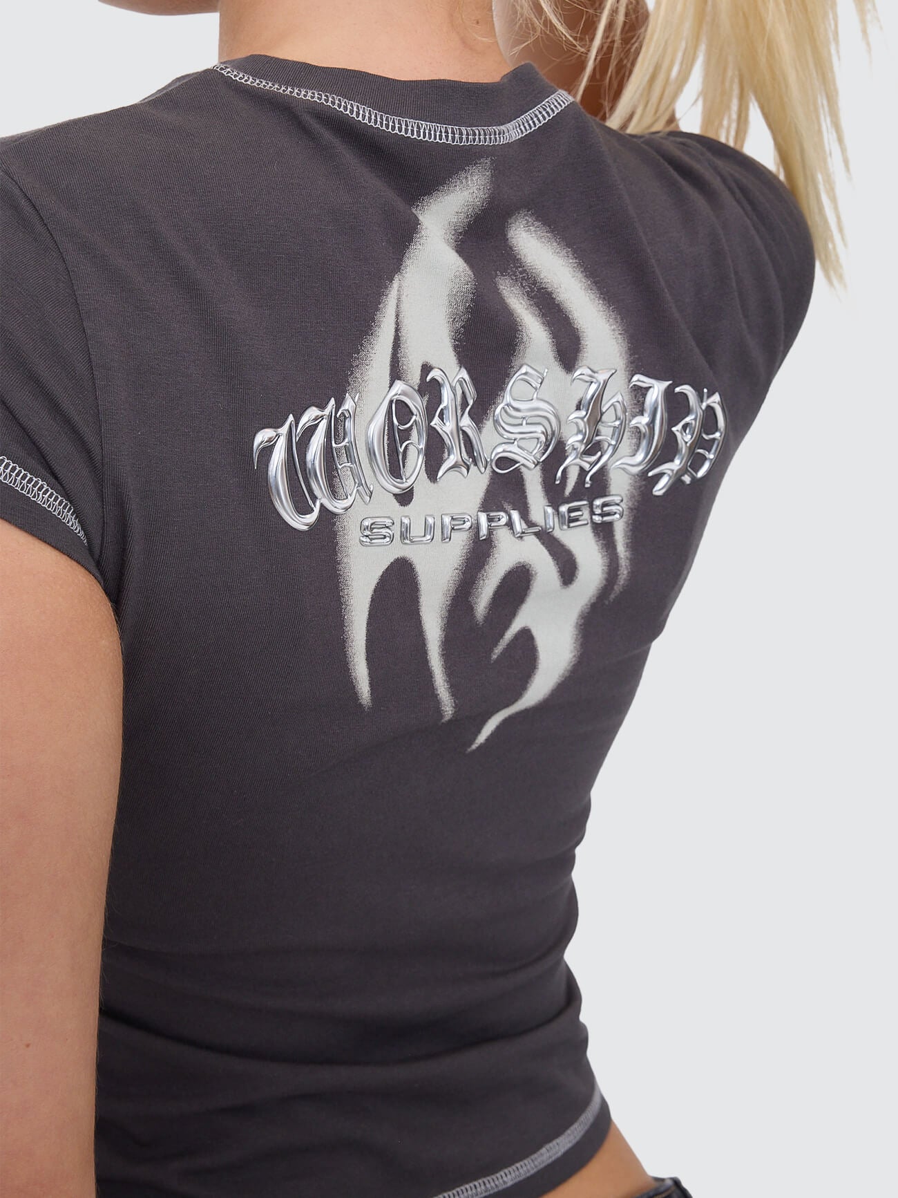 Ghosted Cap Sleeve Tee - Worn Black