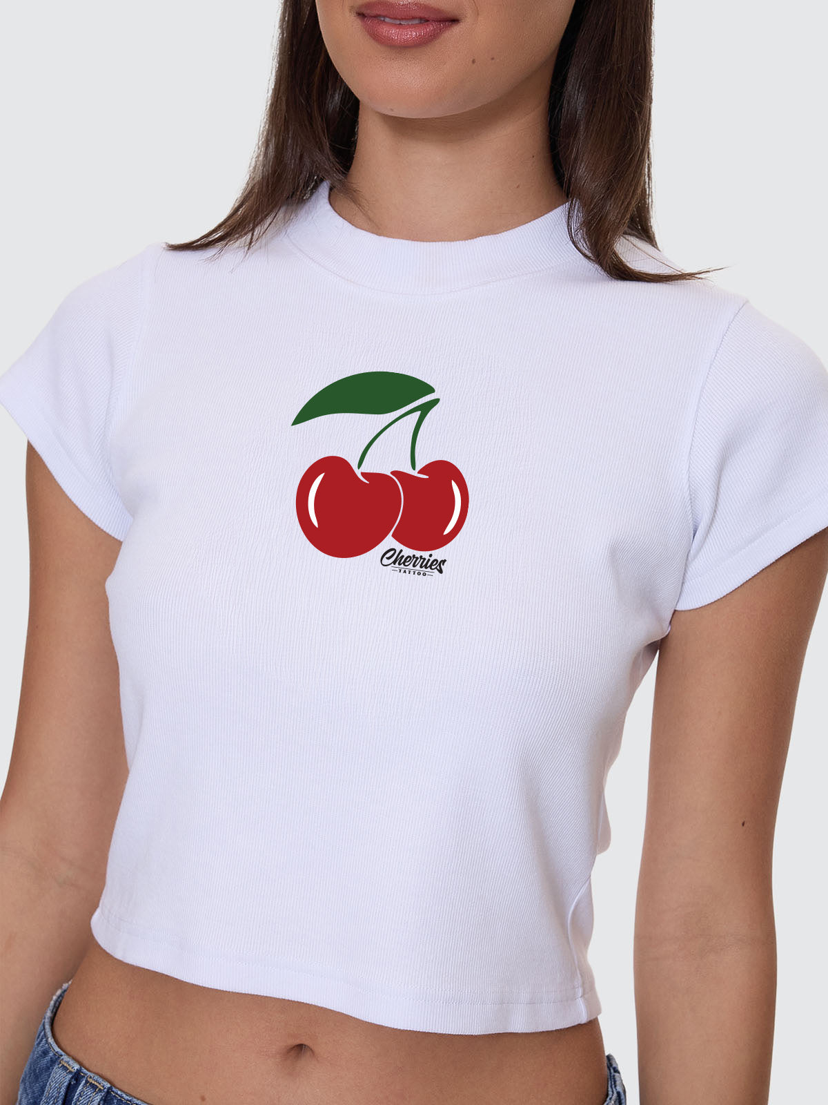 Cherries Tattoo Teeny Tee - White