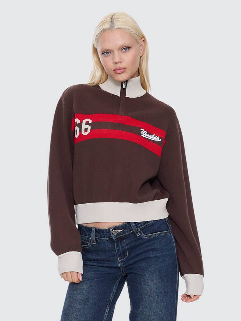Major League Quarter Zip Knit - Chocolate