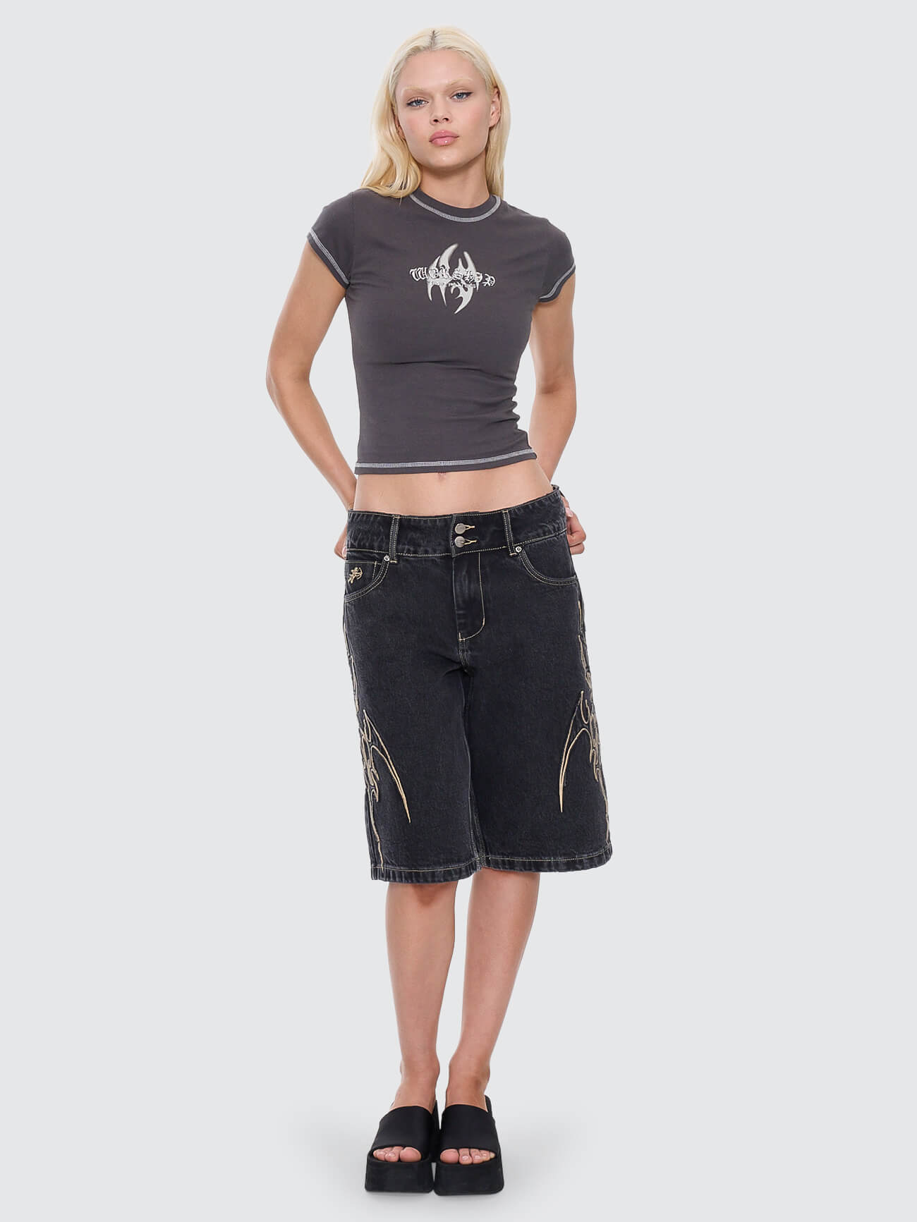 At Peace 00s Big Baggy Short - Black Rinse