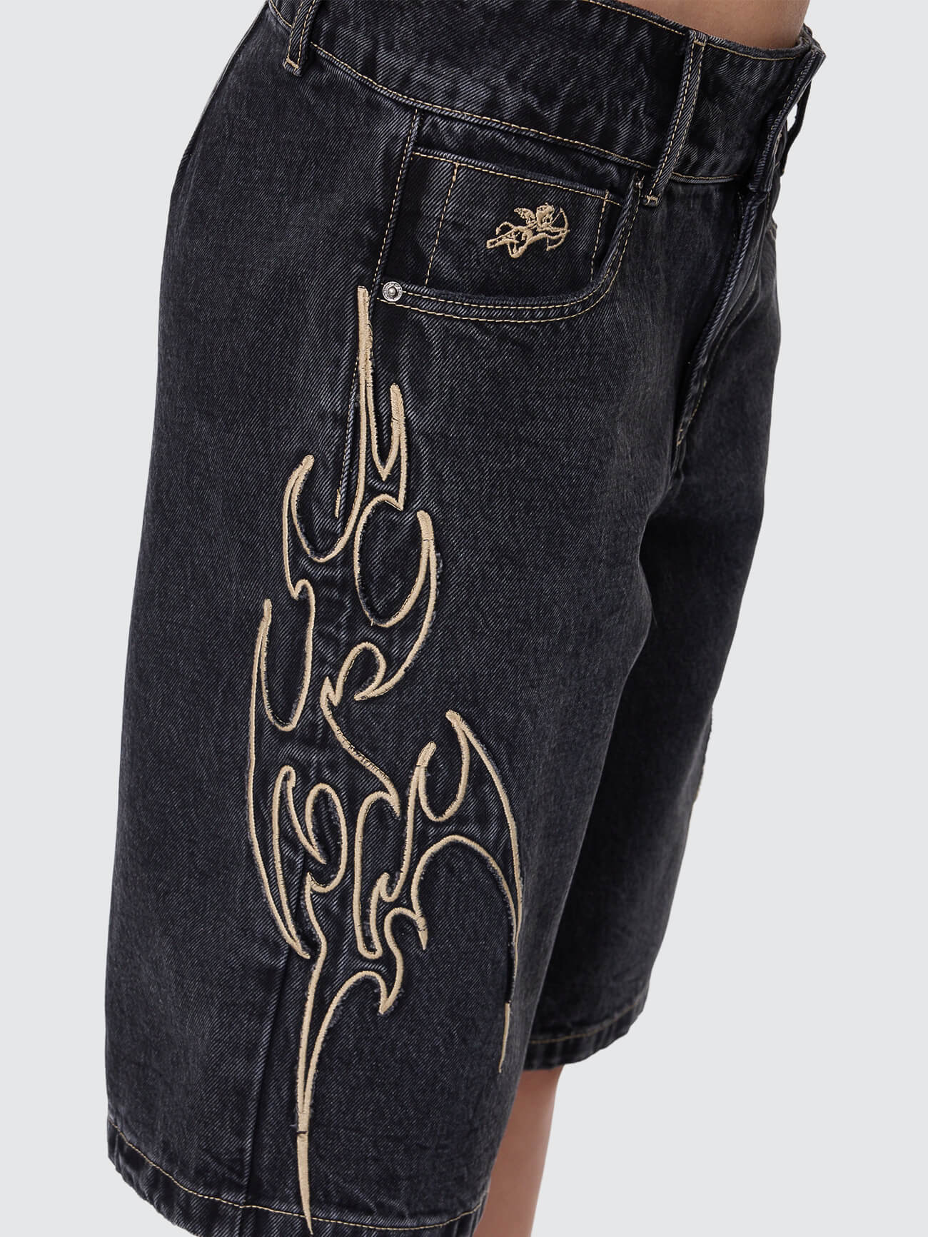 At Peace 00s Big Baggy Short - Black Rinse