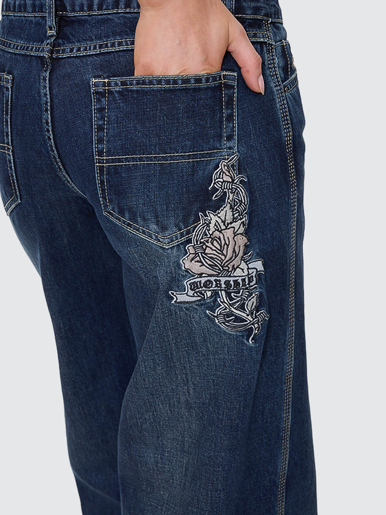 Rebellion Baggy Low Rider Jean - Dirty Midnight Blue
