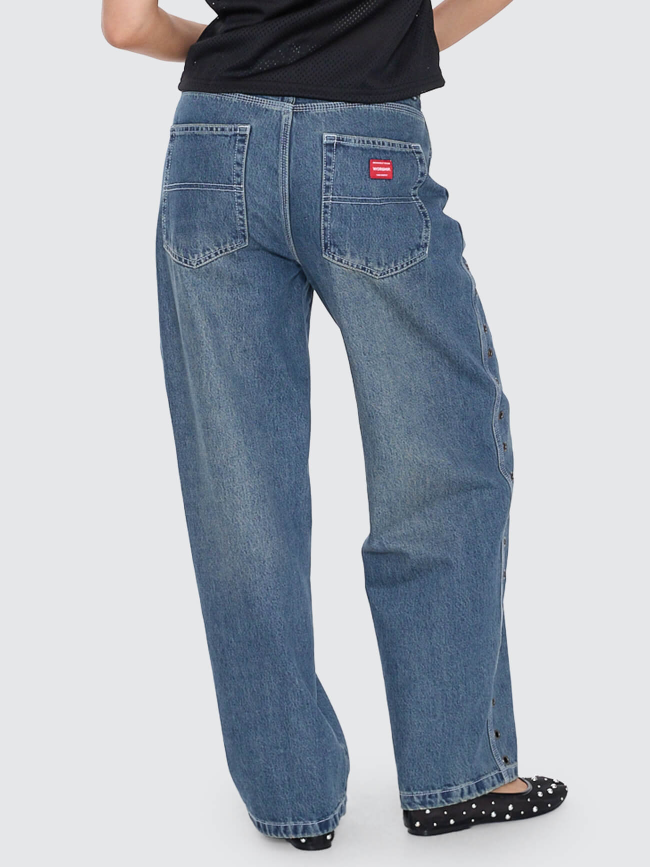 Vortex Big Baggy Jean - Dirty Mid Blue