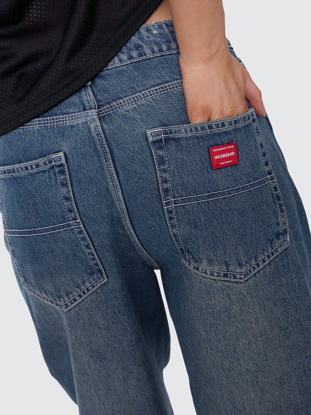 Vortex Big Baggy Jean - Dirty Mid Blue