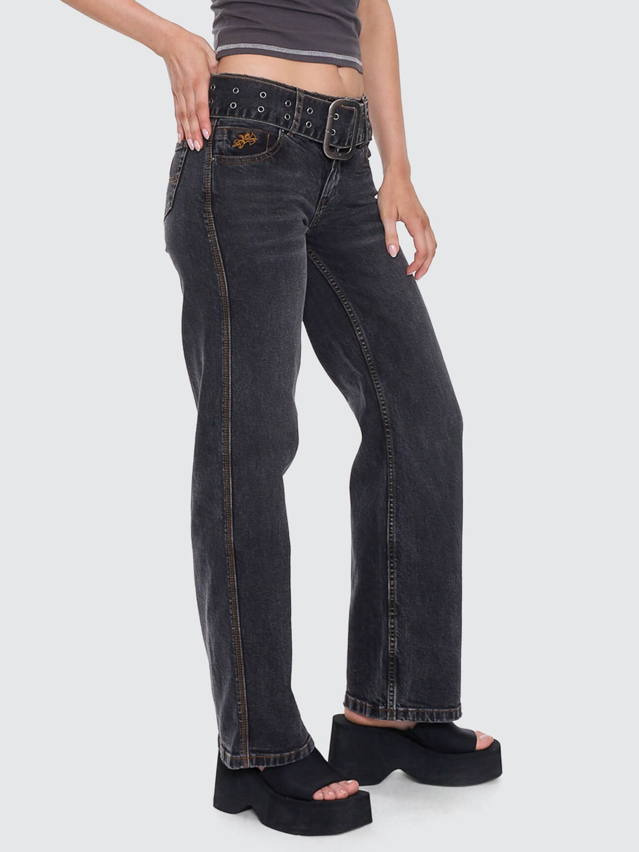 Misbehave Low Rider Jean - Black Rinse