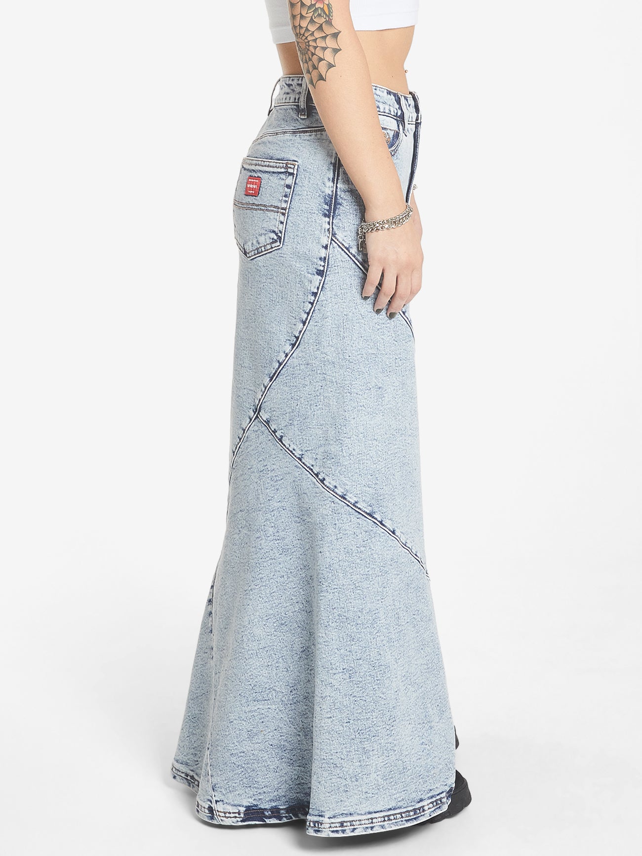 Crossroads Low Rise Denim Maxi Skirt - Acid Lightning 4