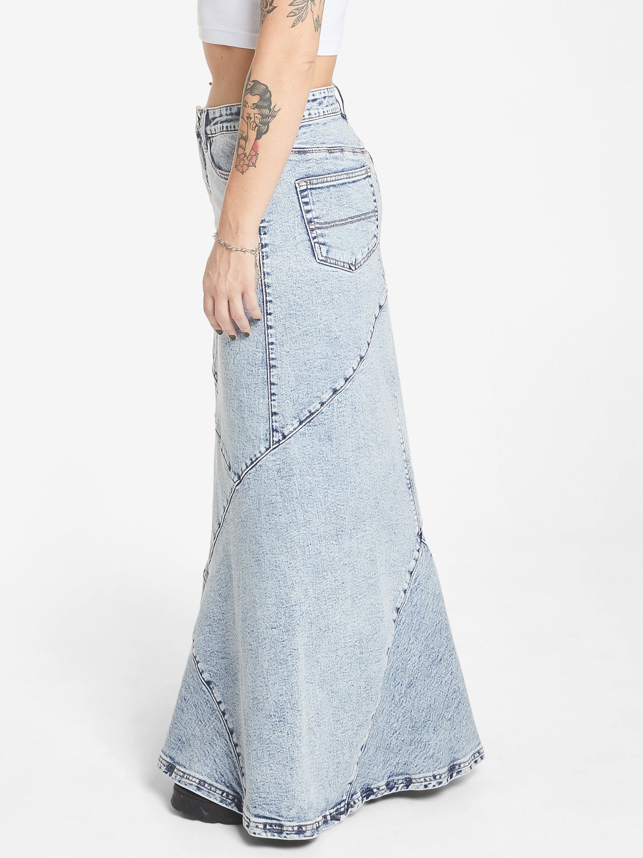 Crossroads Low Rise Denim Maxi Skirt - Acid Lightning 4