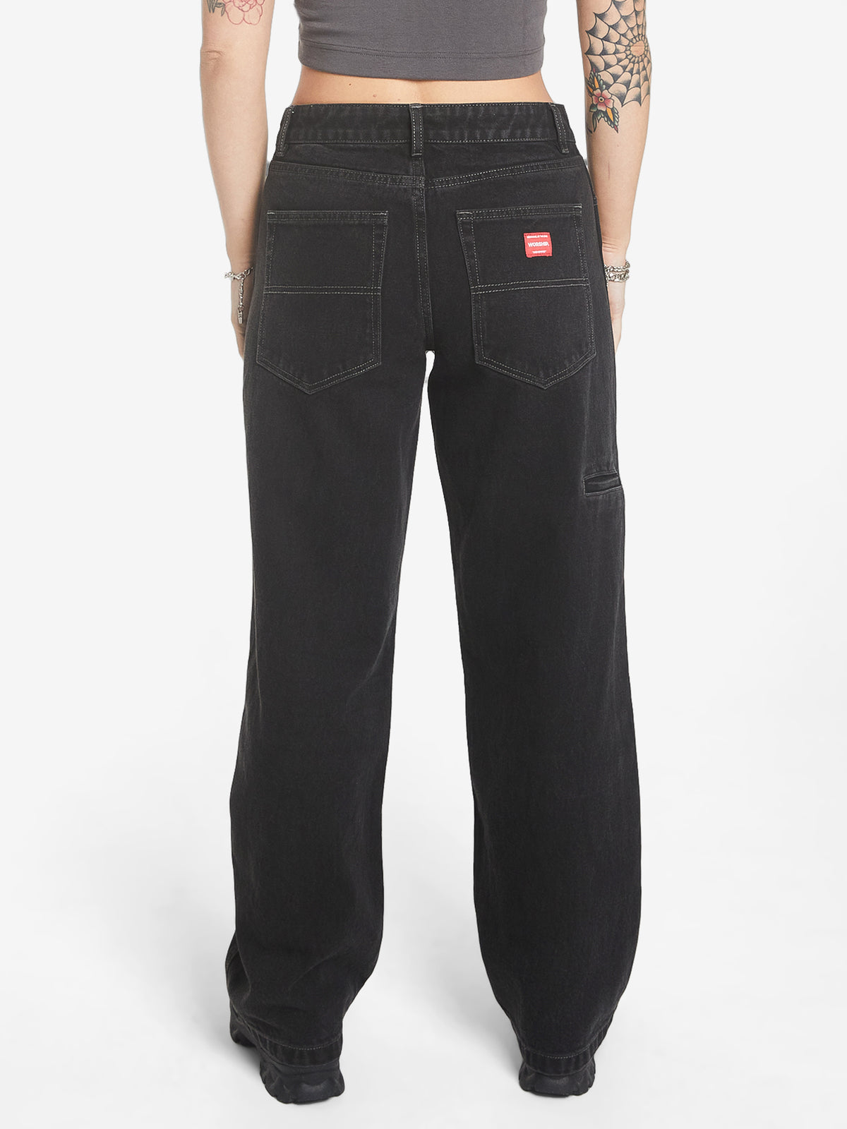 Double Knee Sloucher Jean - Broken Black | Worship Supplies