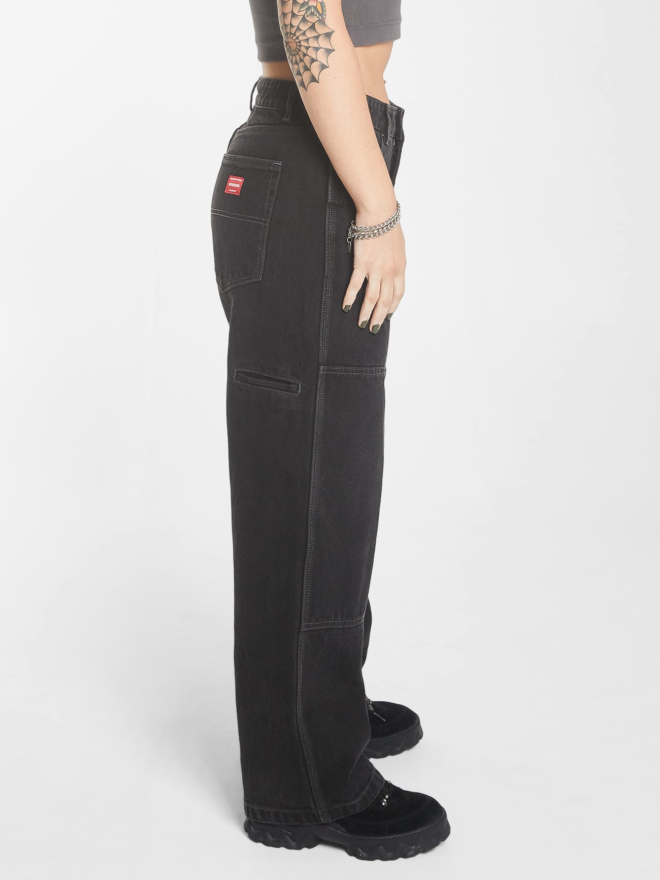 Double Knee Sloucher Jean - Broken Black – Worship Supplies