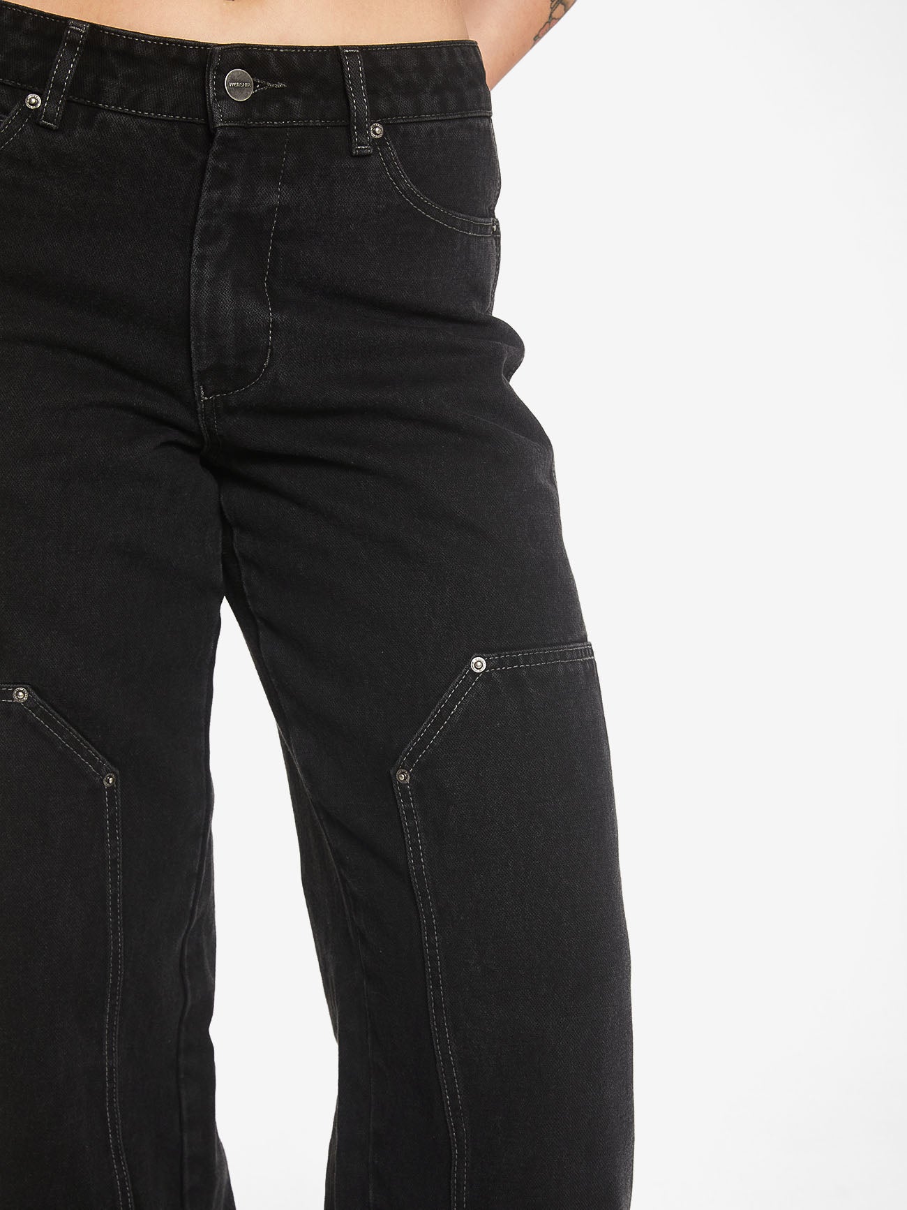 Double Knee Sloucher Jean - Broken Black 4