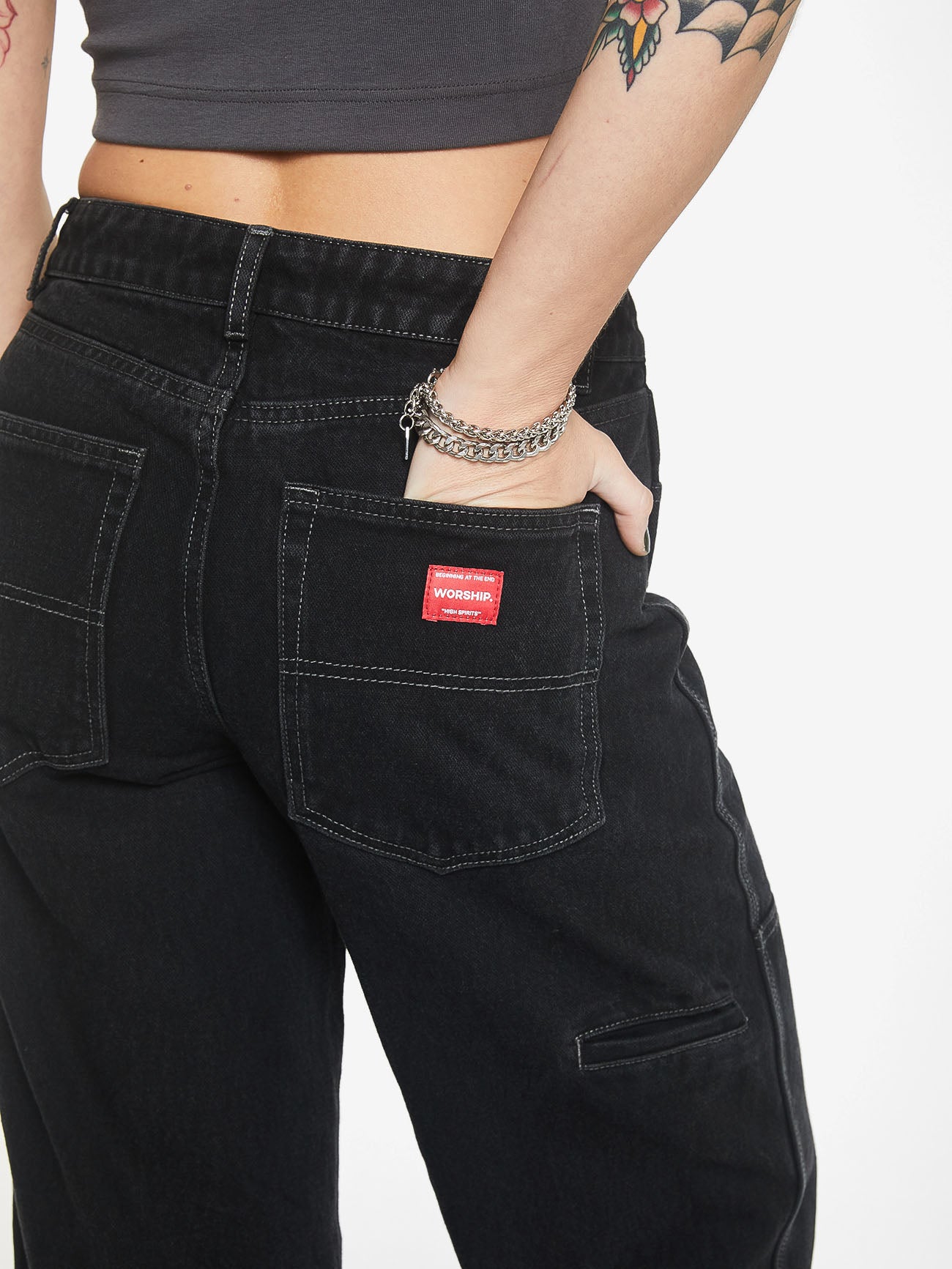 Double Knee Sloucher Jean - Broken Black 4