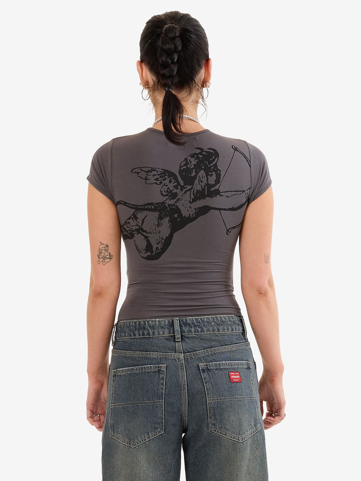 Cherub Cap Sleeve Top - Worn Black