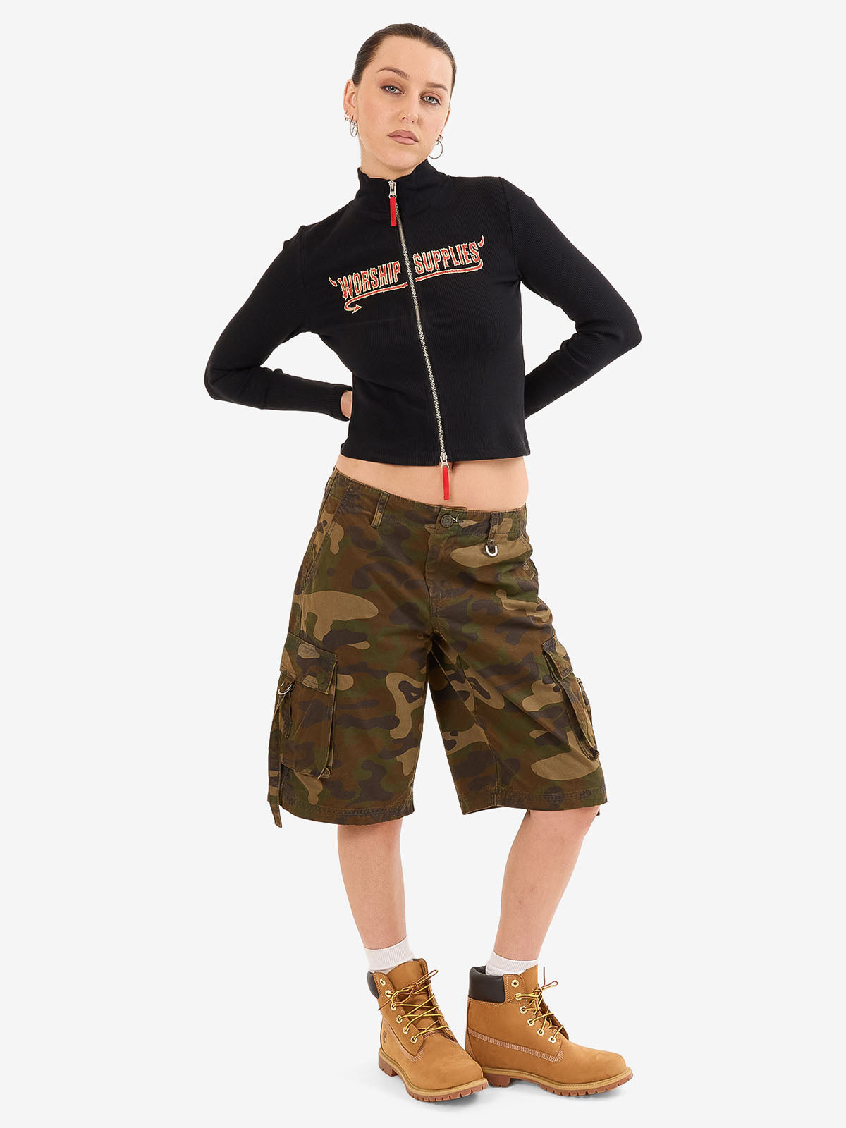 Who Me? Zip Front Top - Black