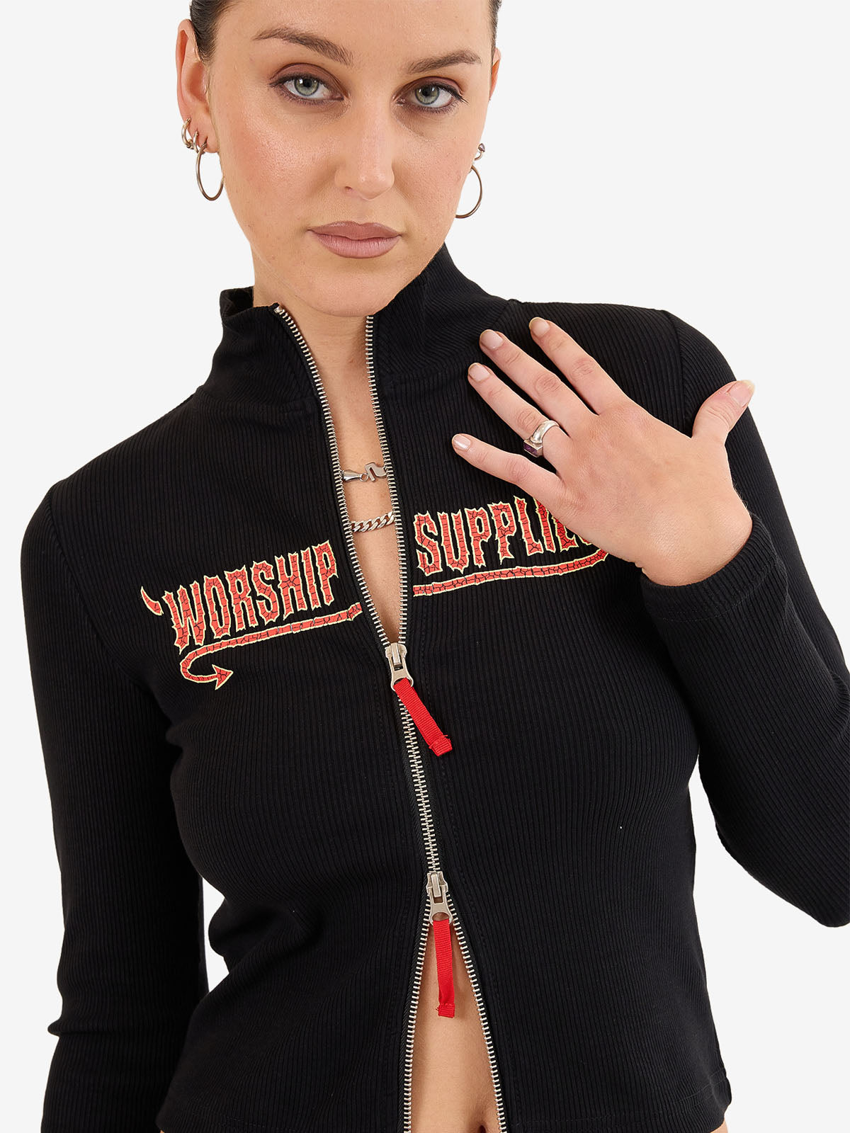 Who Me? Zip Front Top - Black