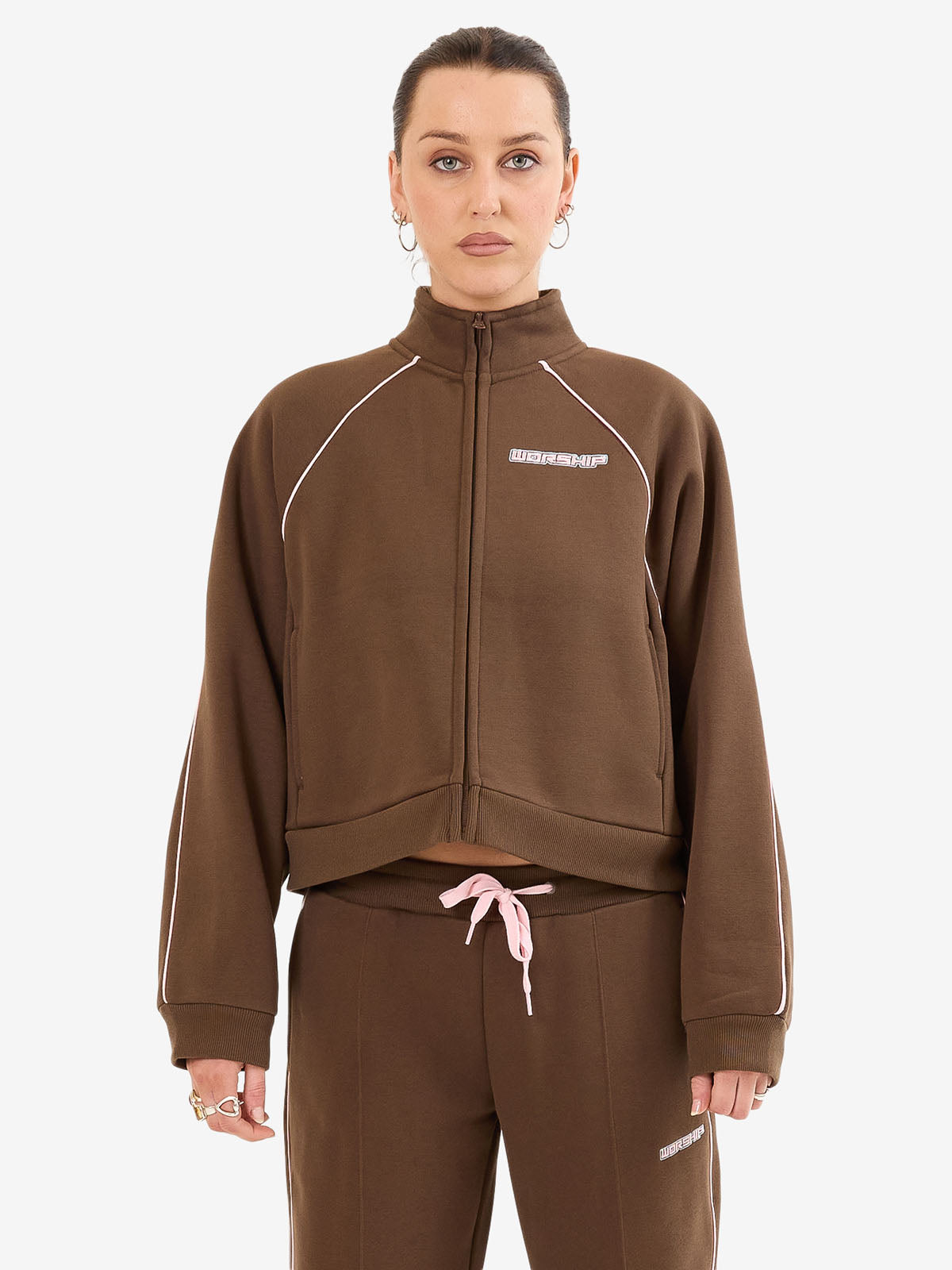 Punter Fleece Track Jacket - Chocolate