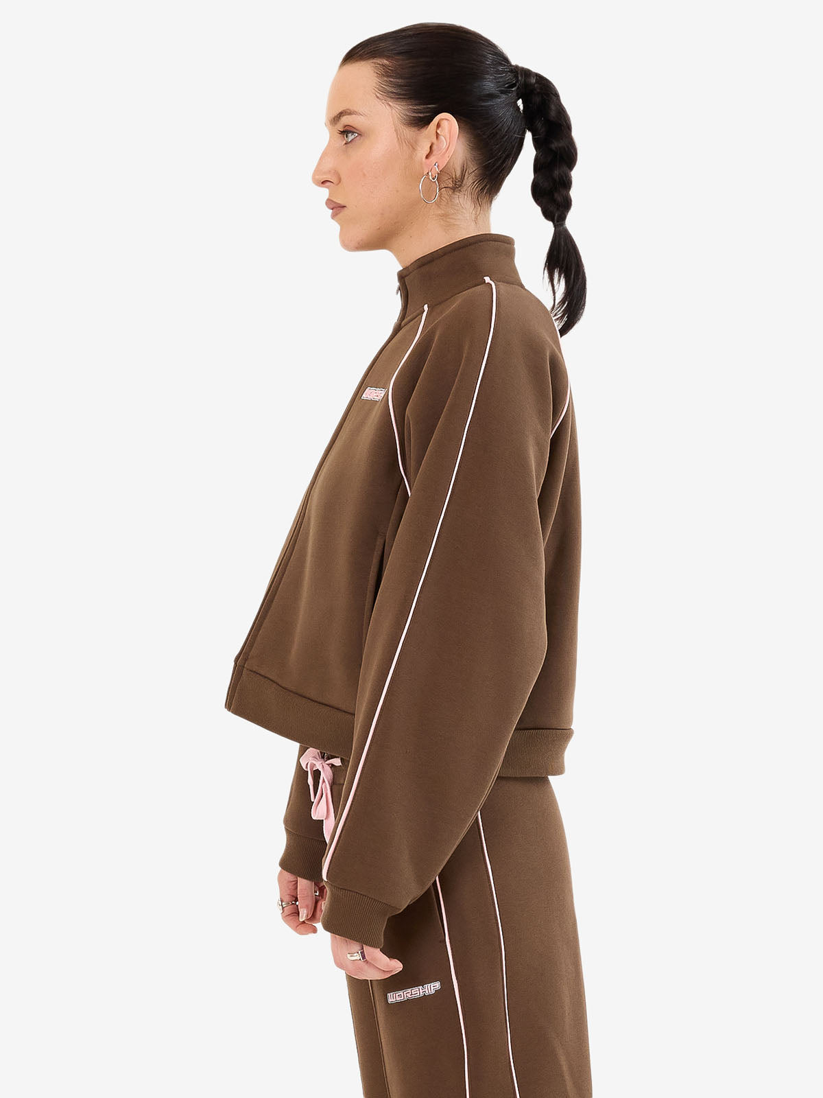 Punter Fleece Track Jacket - Chocolate