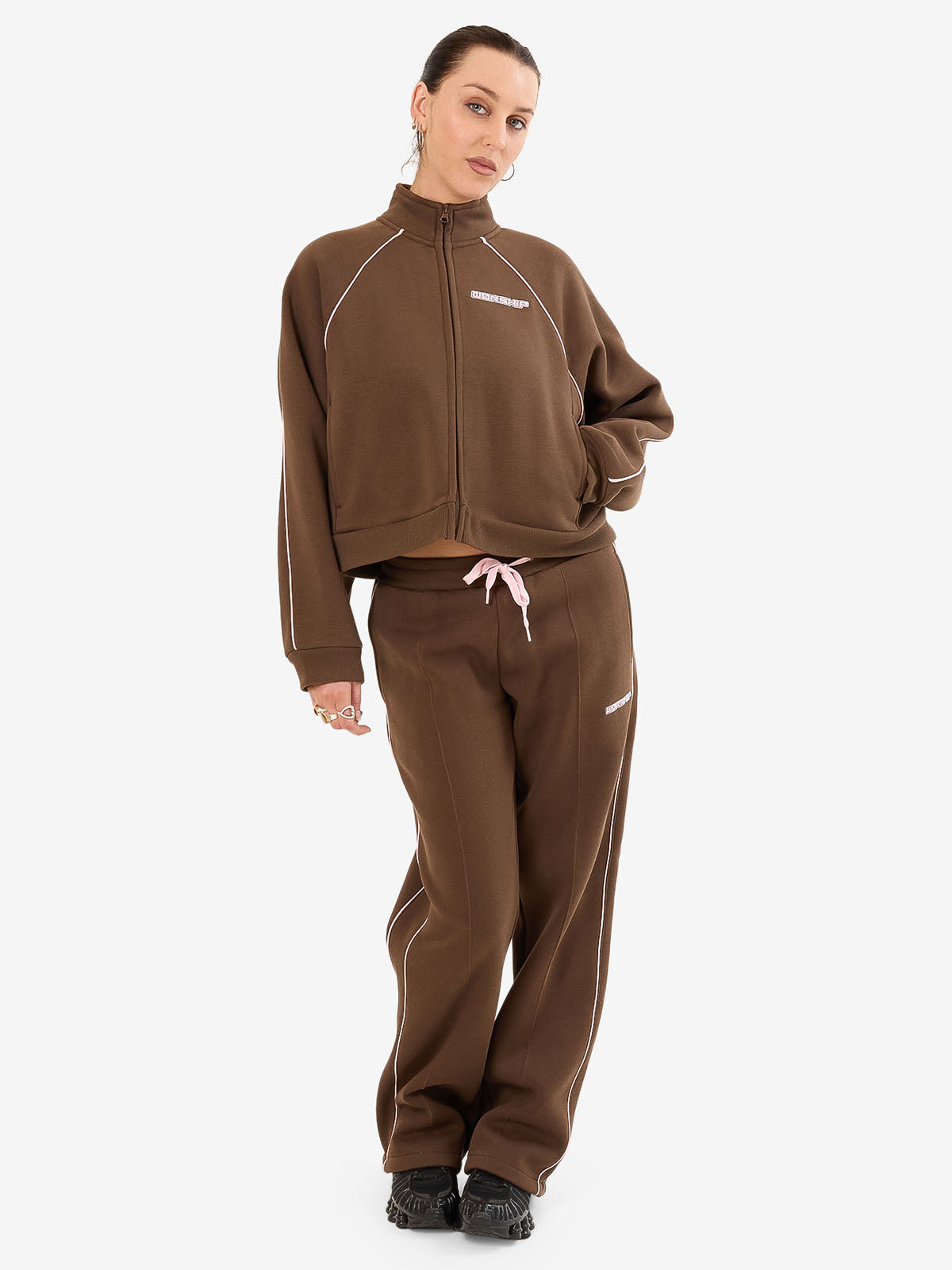 Punter Fleece Track Jacket - Chocolate