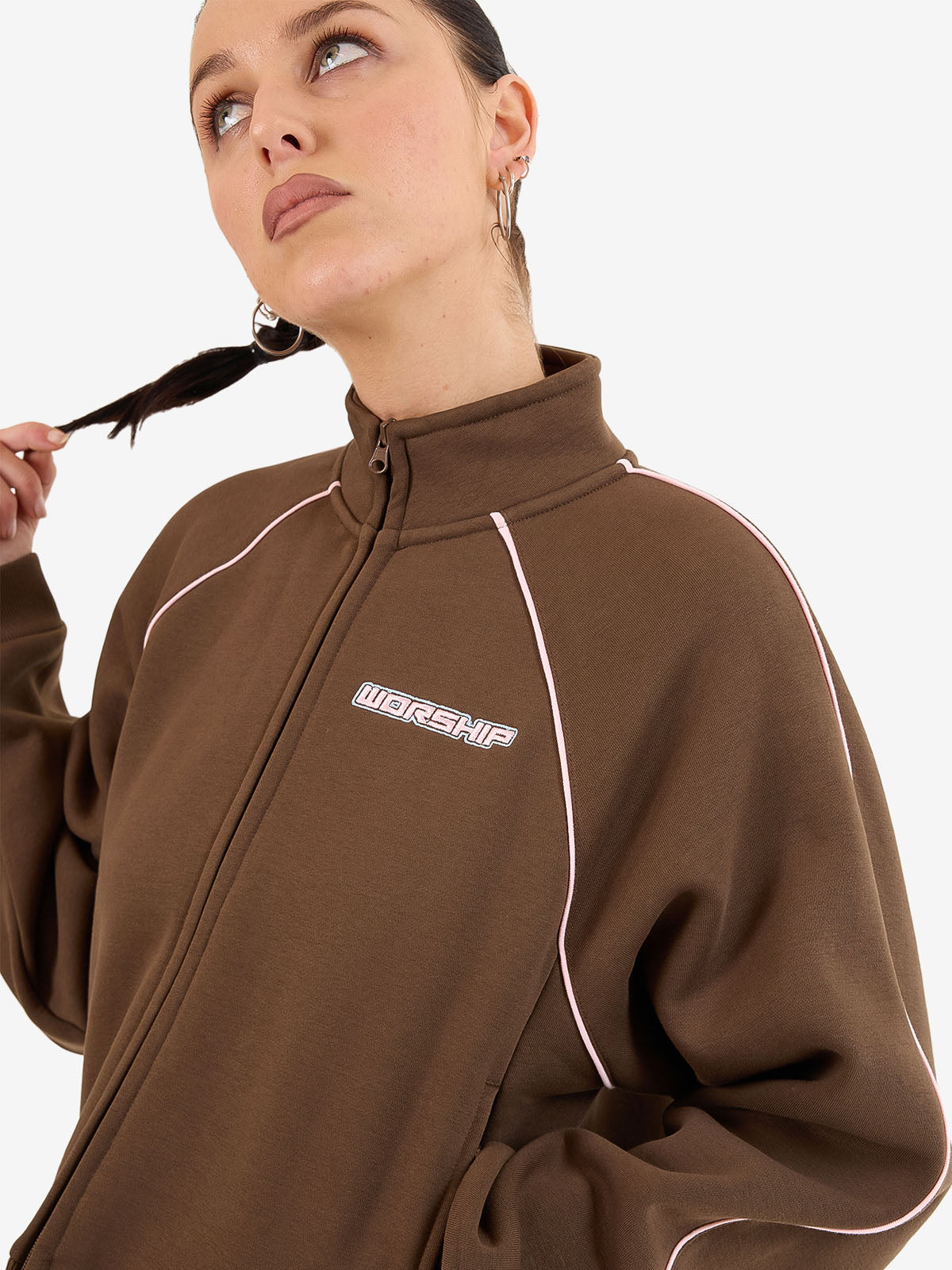 Punter Fleece Track Jacket - Chocolate