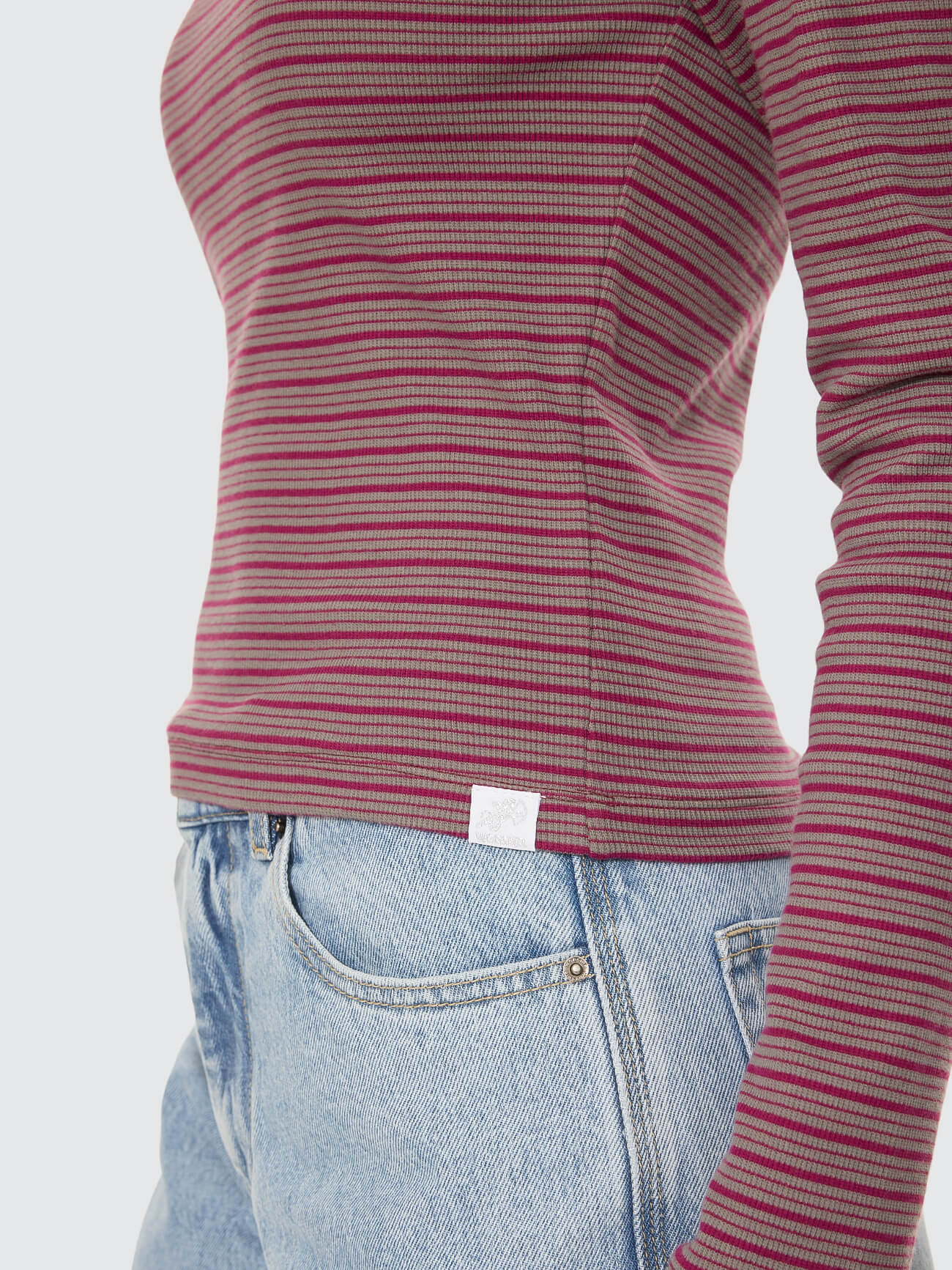 Crushed Stripe Boat Neck Long Sleeve Top - Potion 4