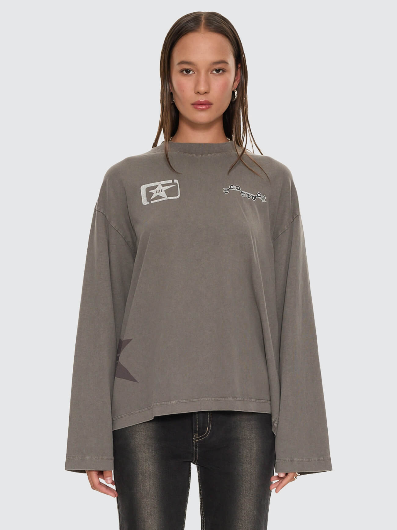 Spacer Oversized Long Sleeve Tee - Steel Grey 4