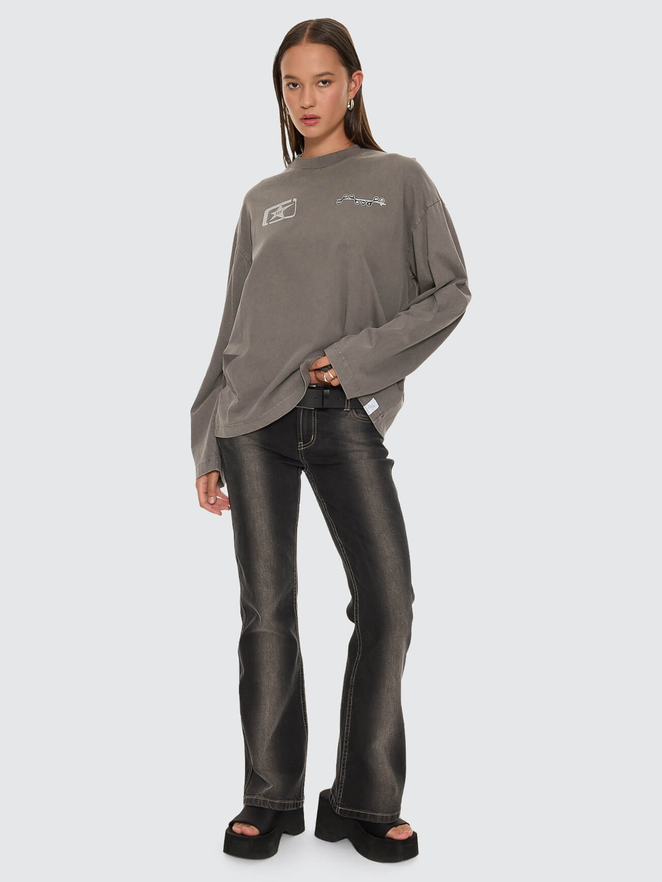 Spacer Oversized Long Sleeve Tee - Steel Grey 4