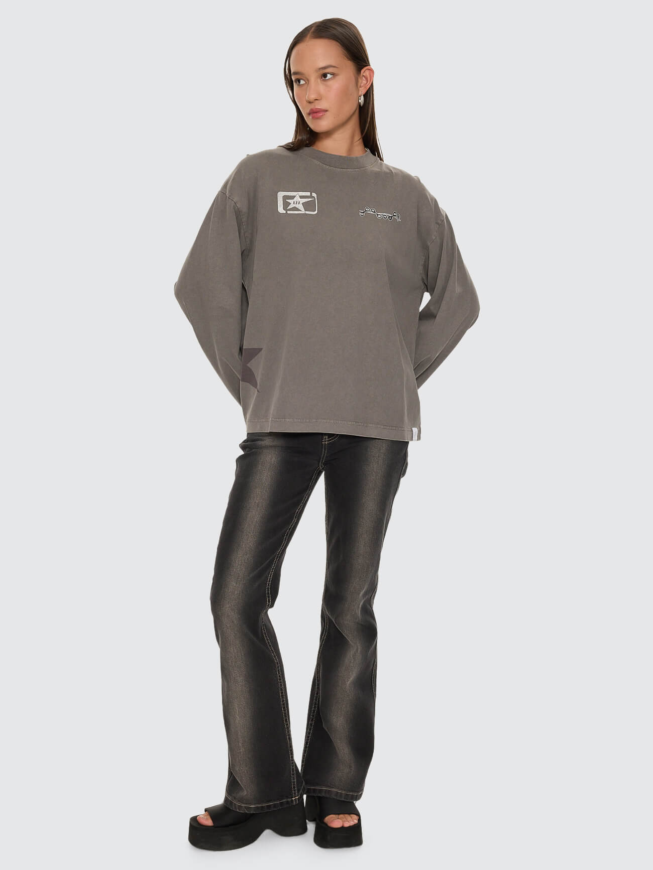 Spacer Oversized Long Sleeve Tee - Steel Grey 4