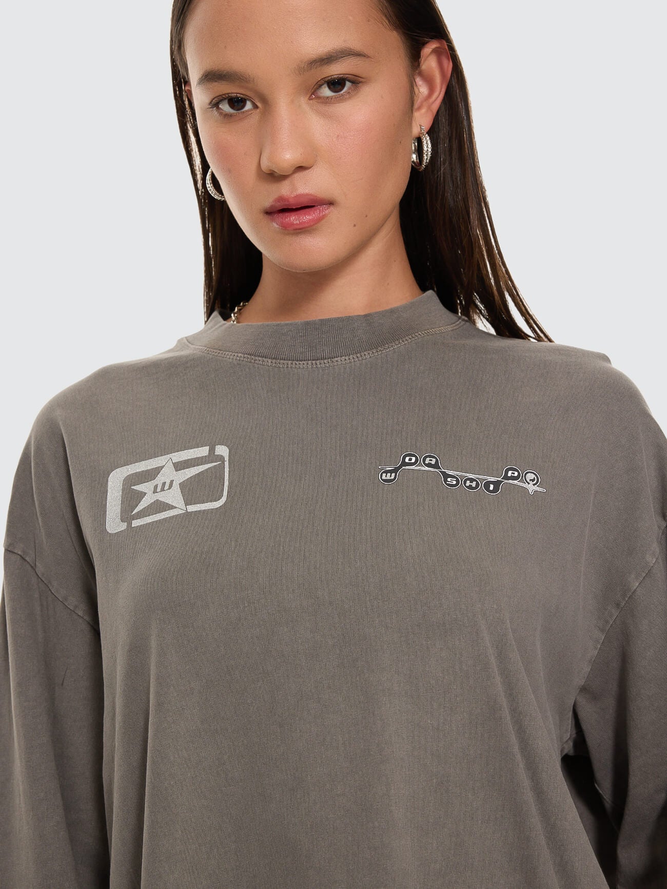 Spacer Oversized Long Sleeve Tee - Steel Grey 4