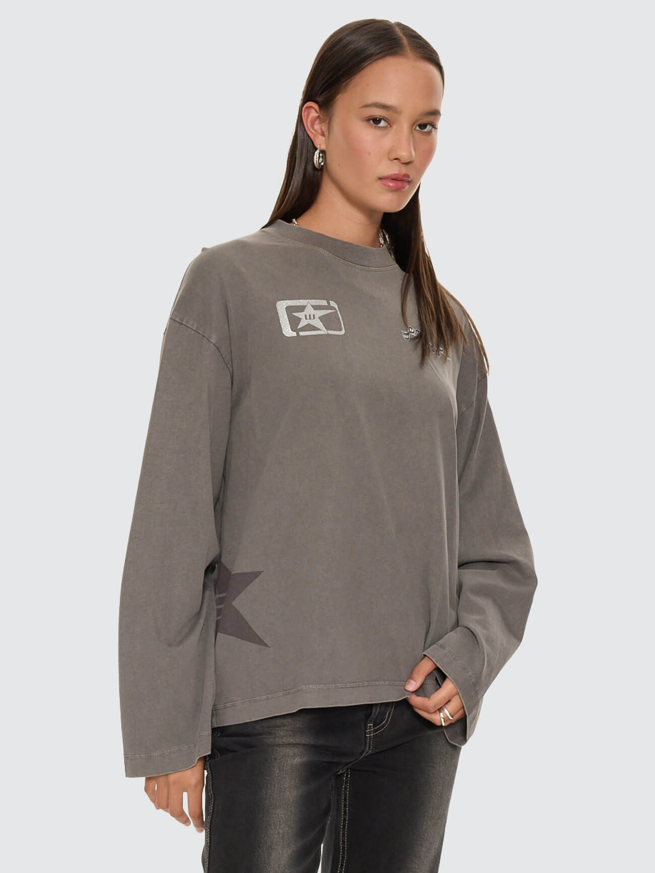Spacer Oversized Long Sleeve Tee - Steel Grey 4
