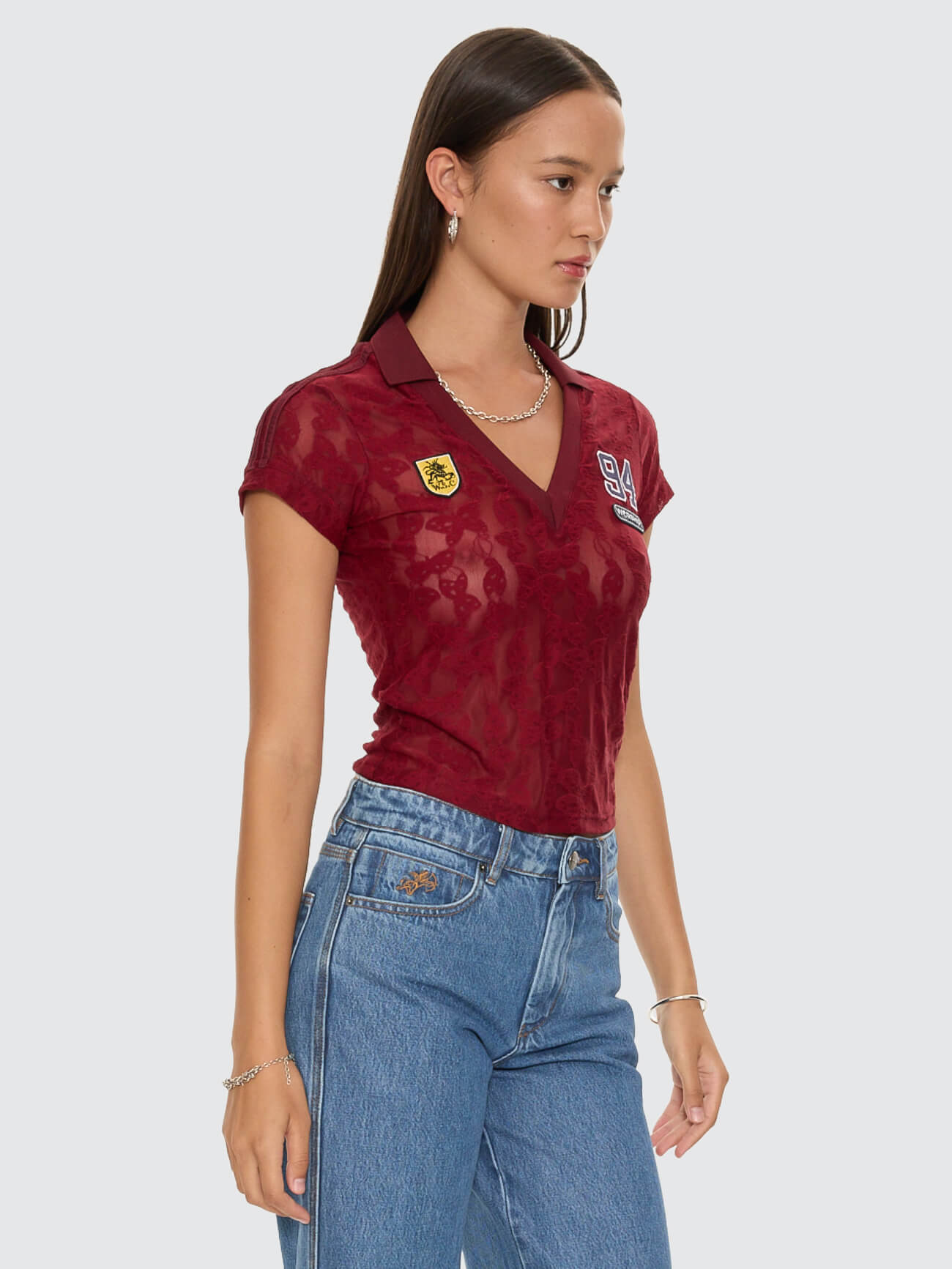 Sideline Lace Baby Polo Tee - Deep Cherry 4