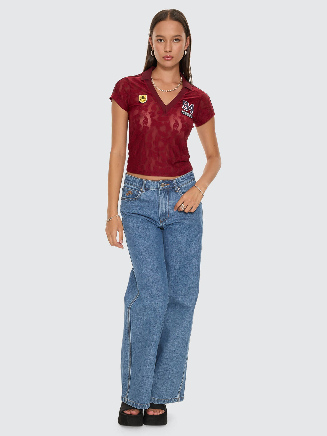 Sideline Lace Baby Polo Tee - Deep Cherry 4